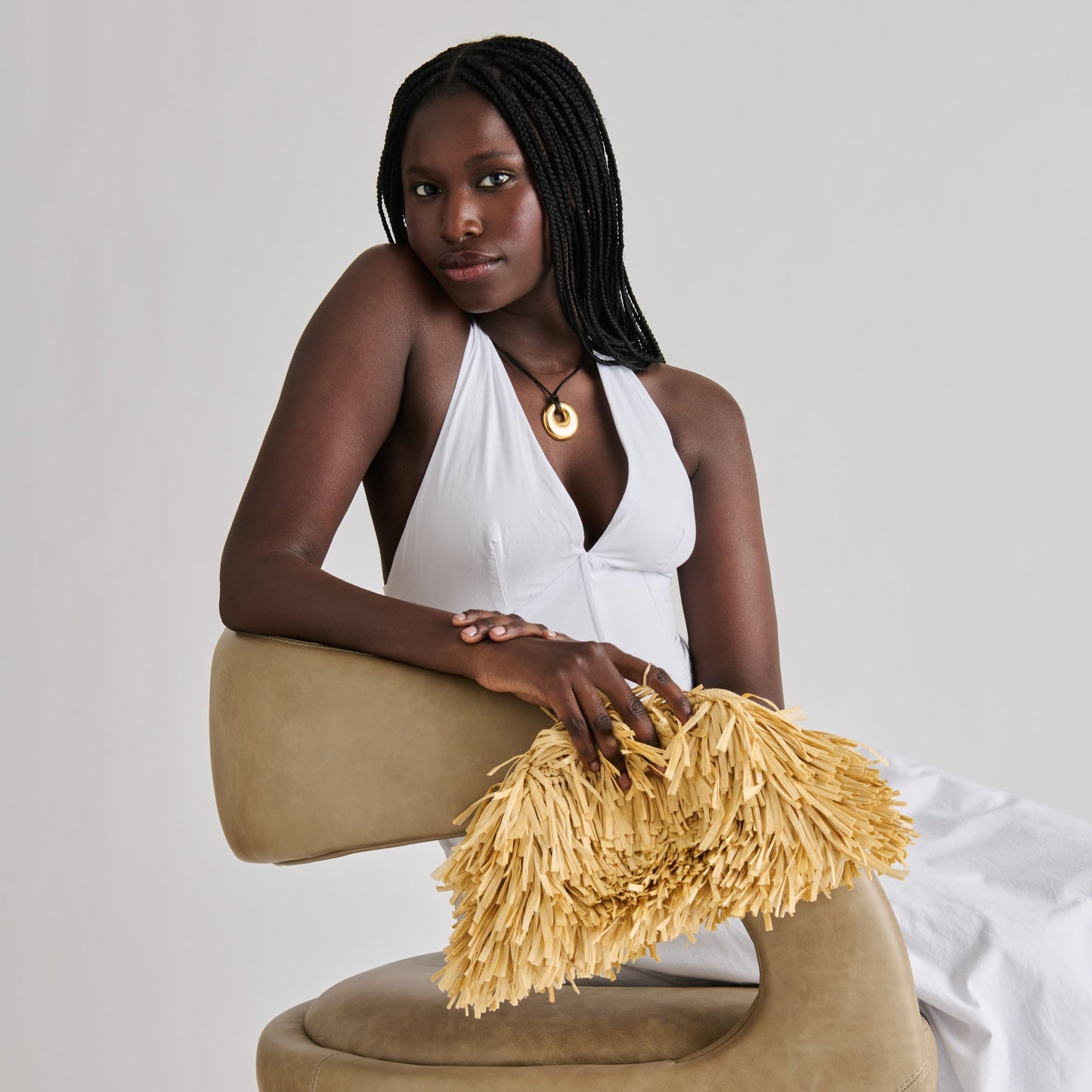 Serina Natural Raffia Clutch Dolce Vita us