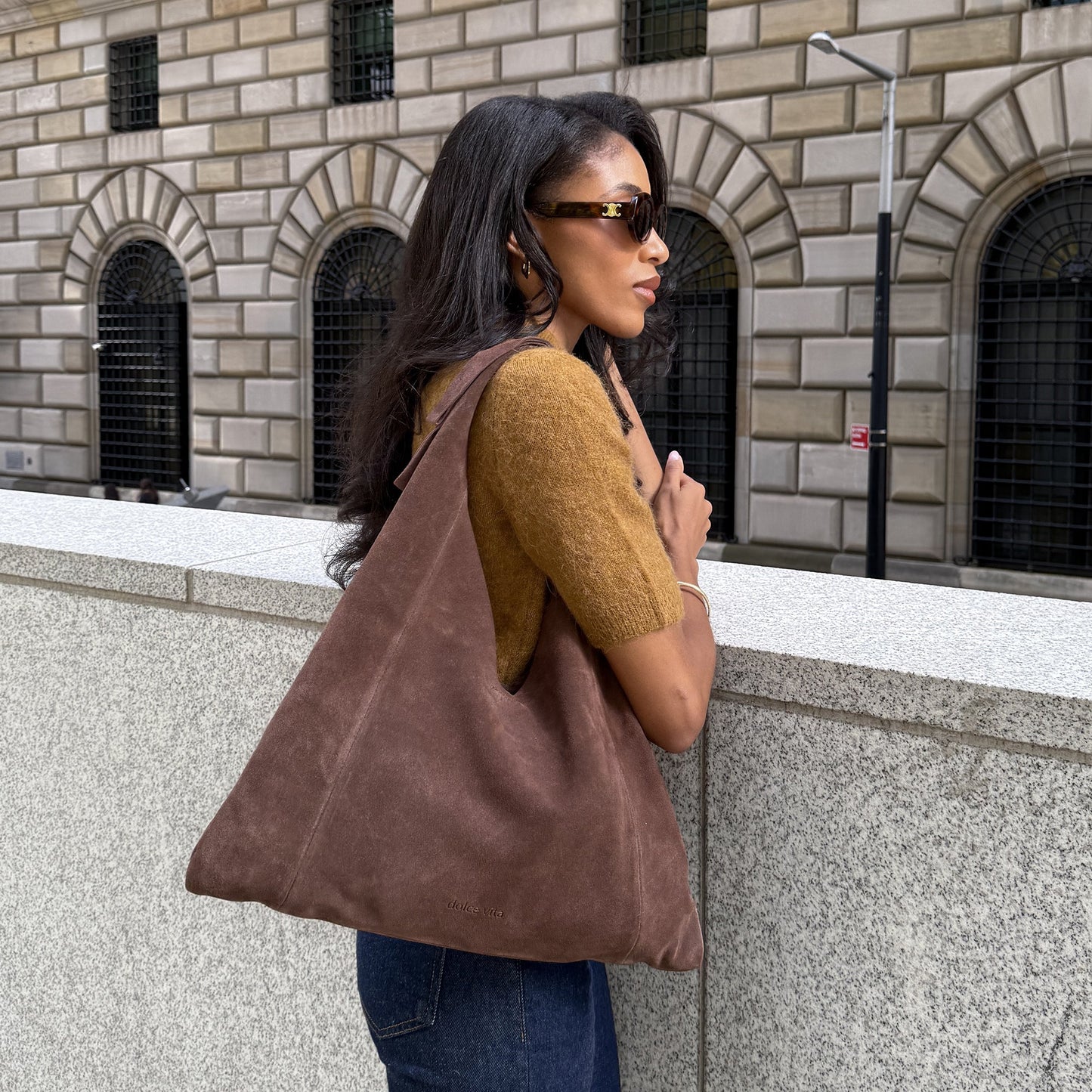 Marie Chocolate Suede Tote Dolce Vita On sale