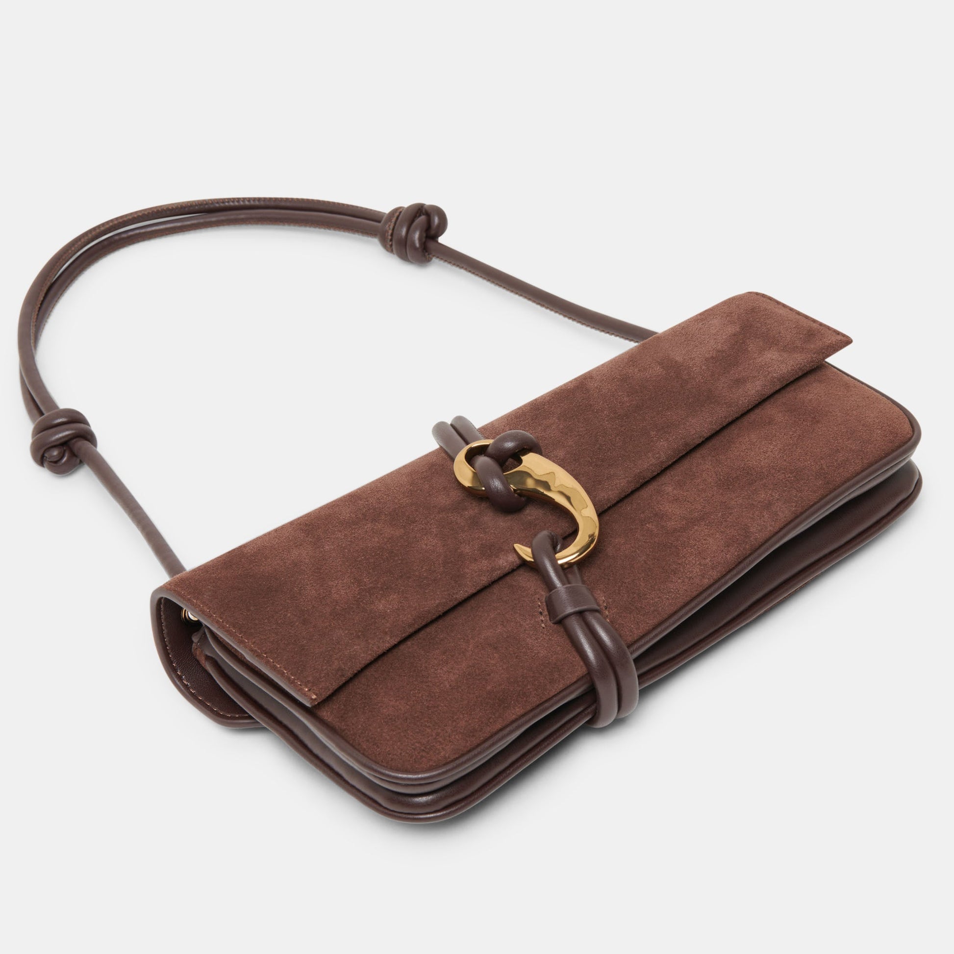 Alice Chocolate Suede Shoulder Bag Dolce Vita Sale