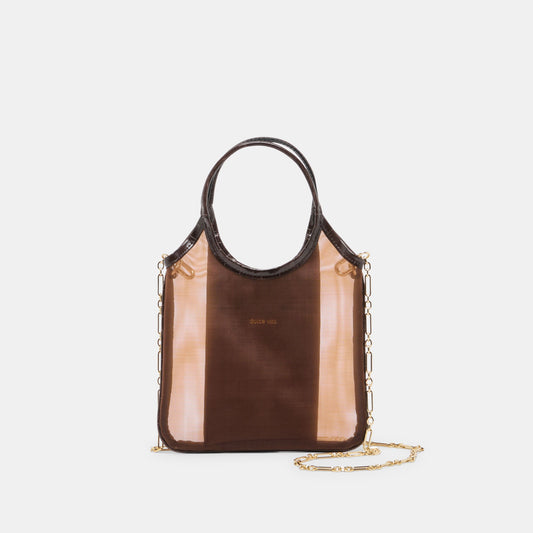 SYLVENE Chocolate Mesh Removable Crossbody Handbag Dolce Vita New
