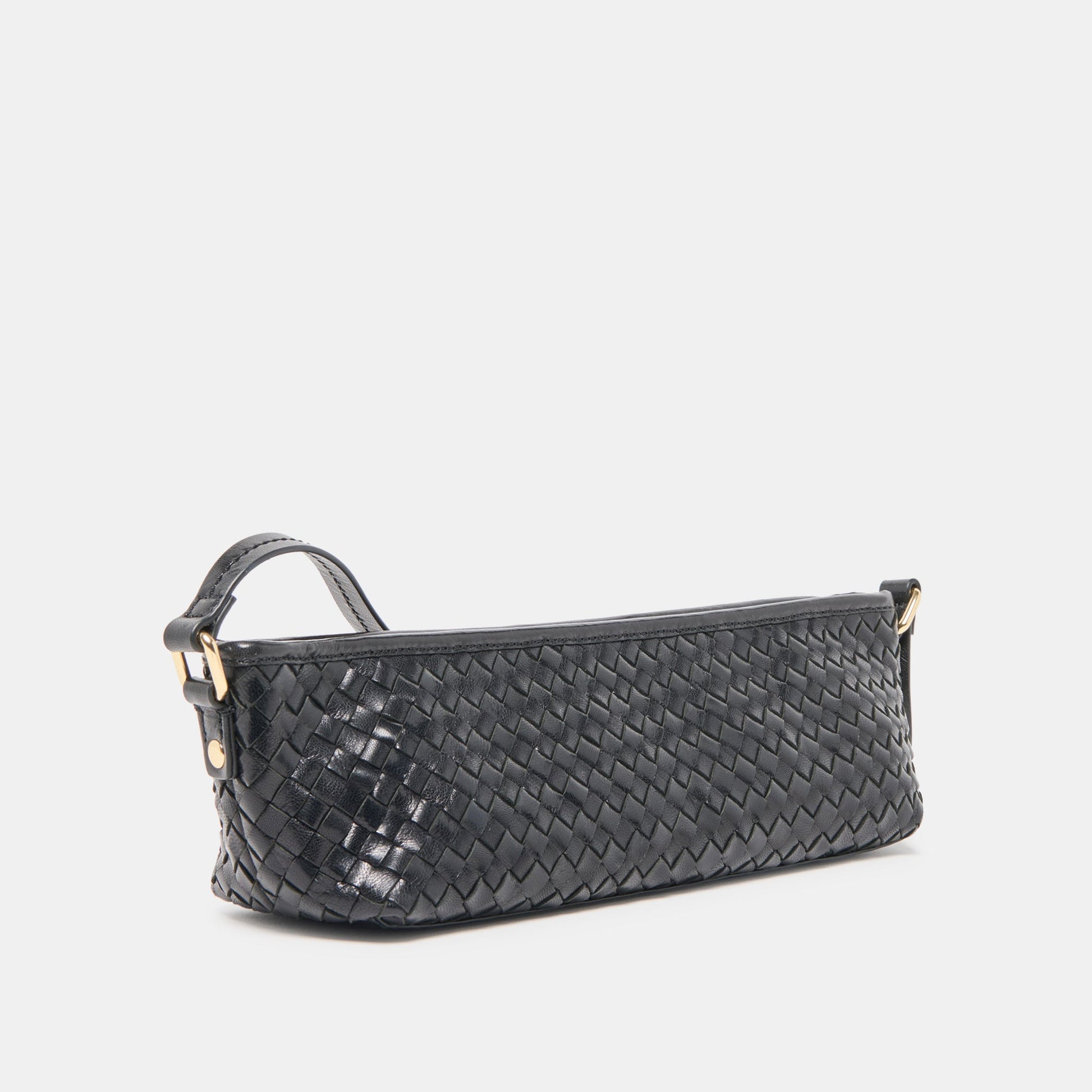 Savaii Black Woven Leather Shoulder Bag Dolce Vita For sale
