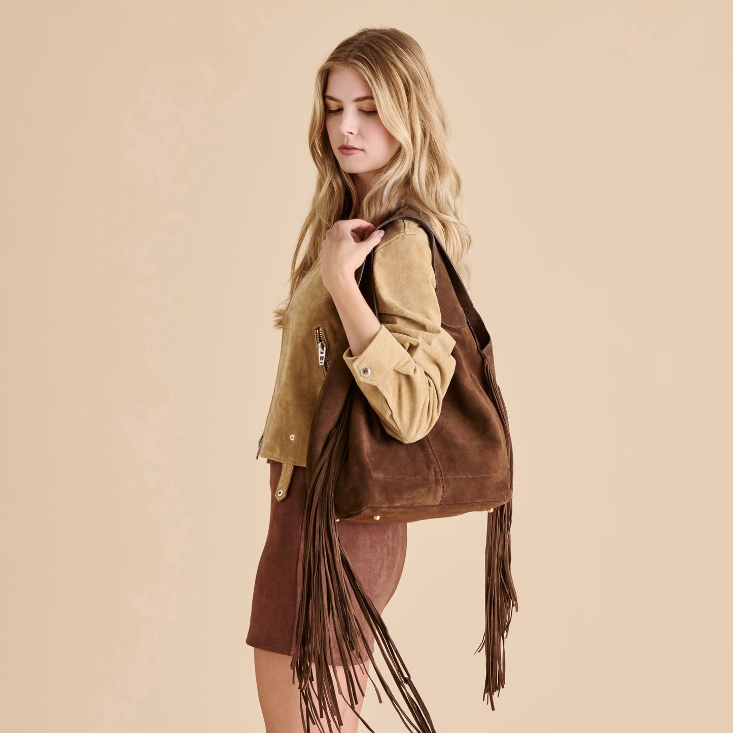 Nakoma Chocolate Suede Shoulder Bag Dolce Vita us