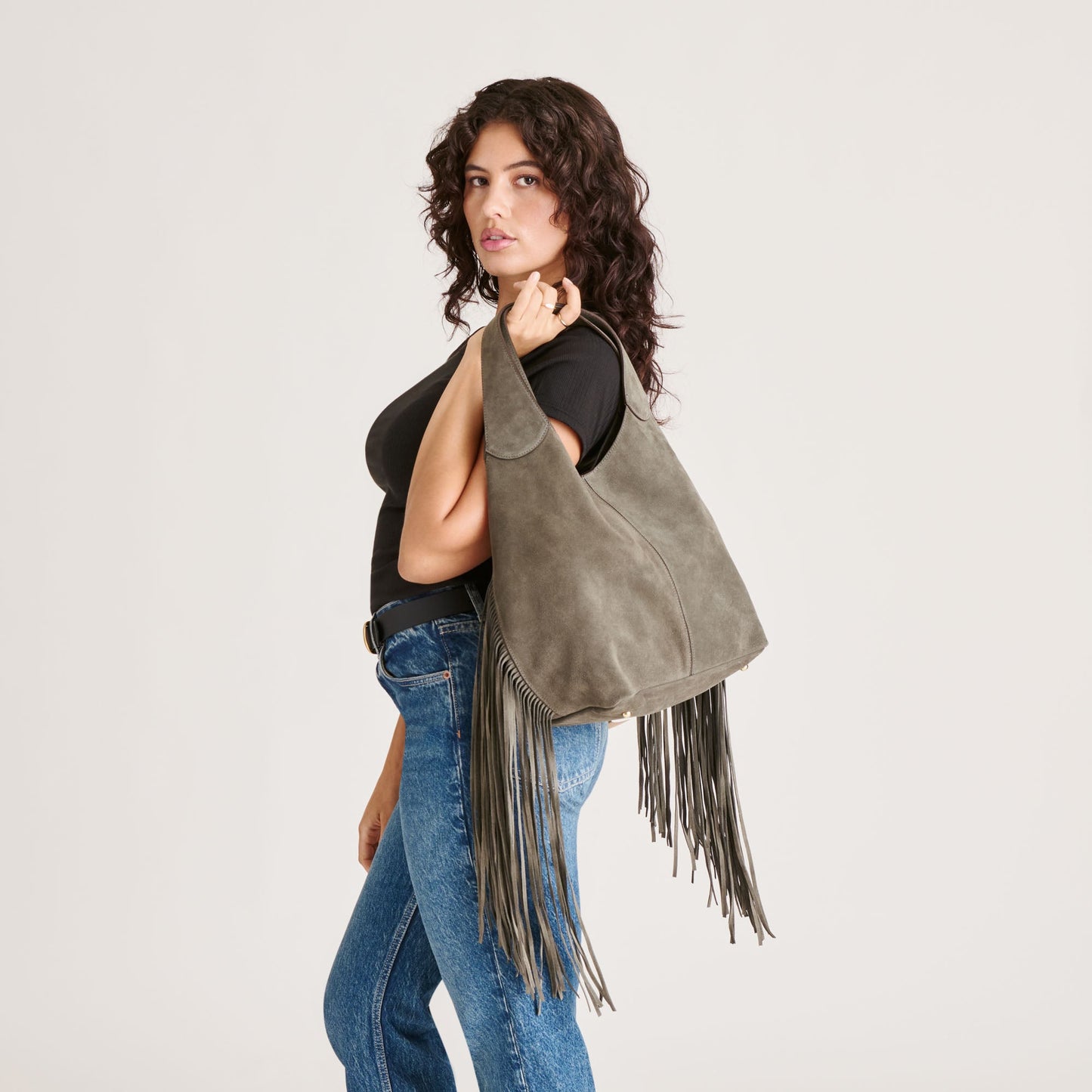 Nakoma Olive Suede Shoulder Bag Dolce Vita New