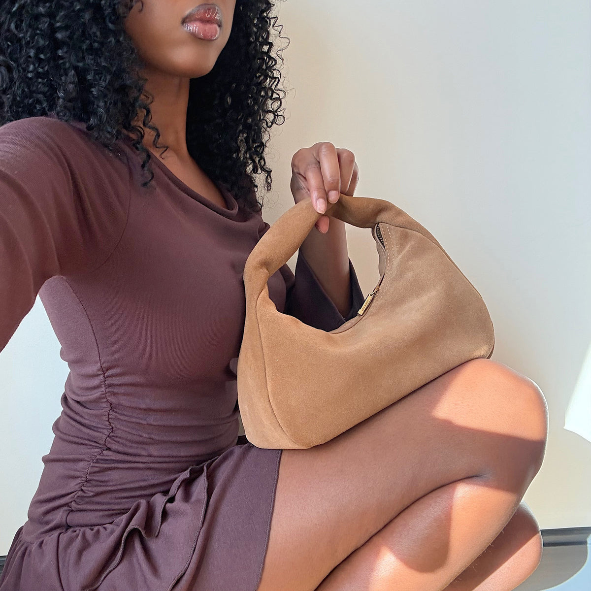 Frankie Brown Suede Handbag Dolce Vita On sale