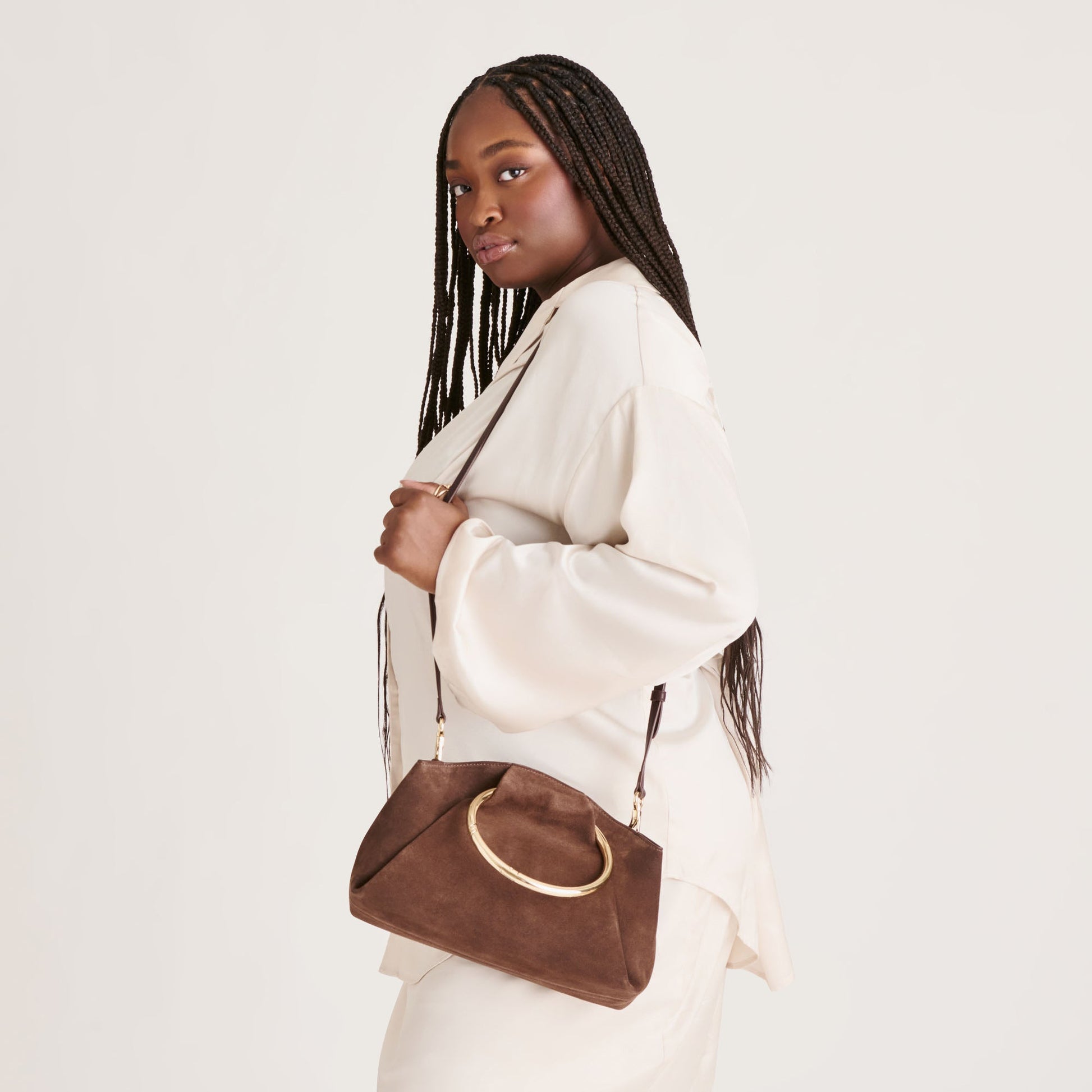 Channing Espresso Suede Handbag Dolce Vita For sale