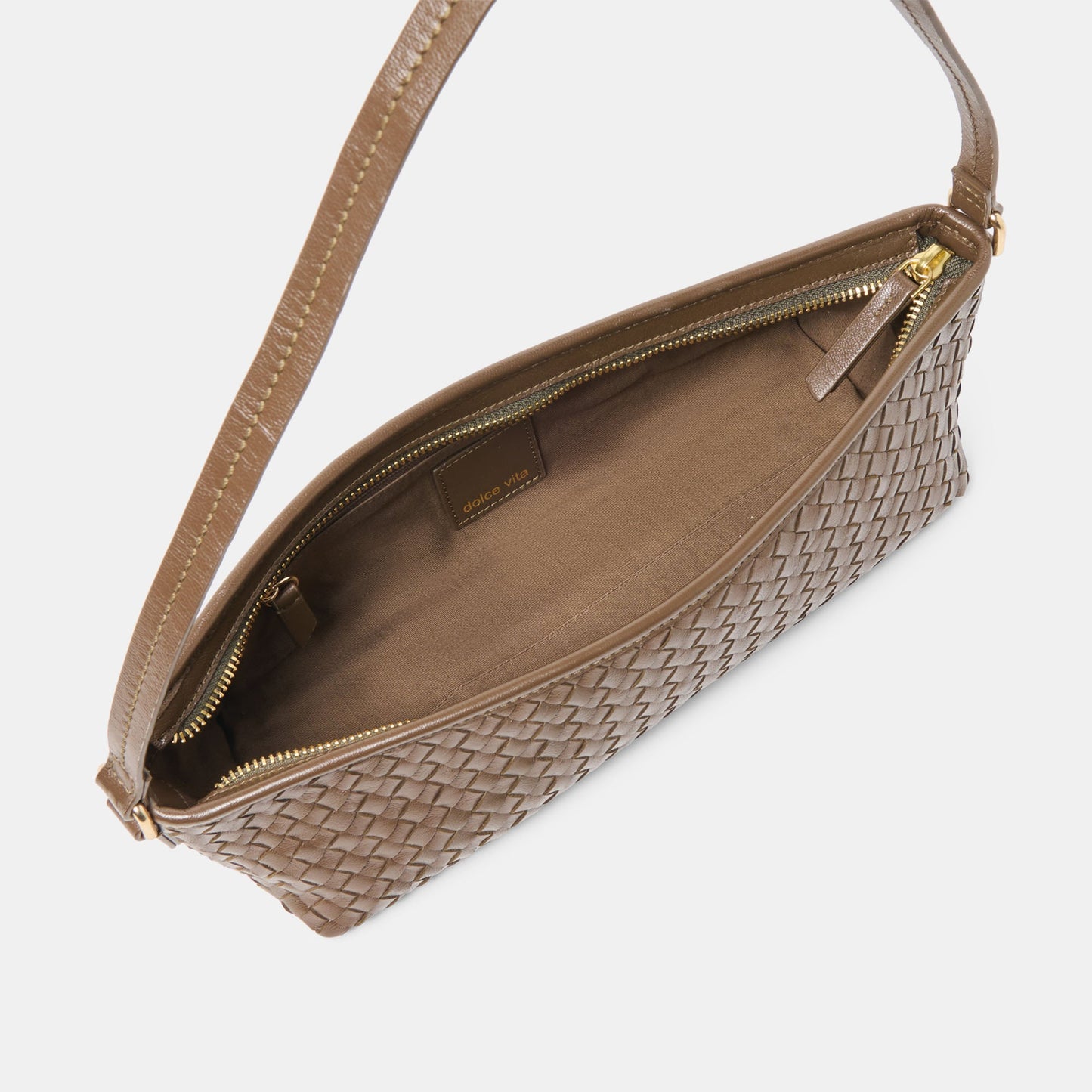 Savaii Brown Woven Leather Shoulder Bag Dolce Vita Discount