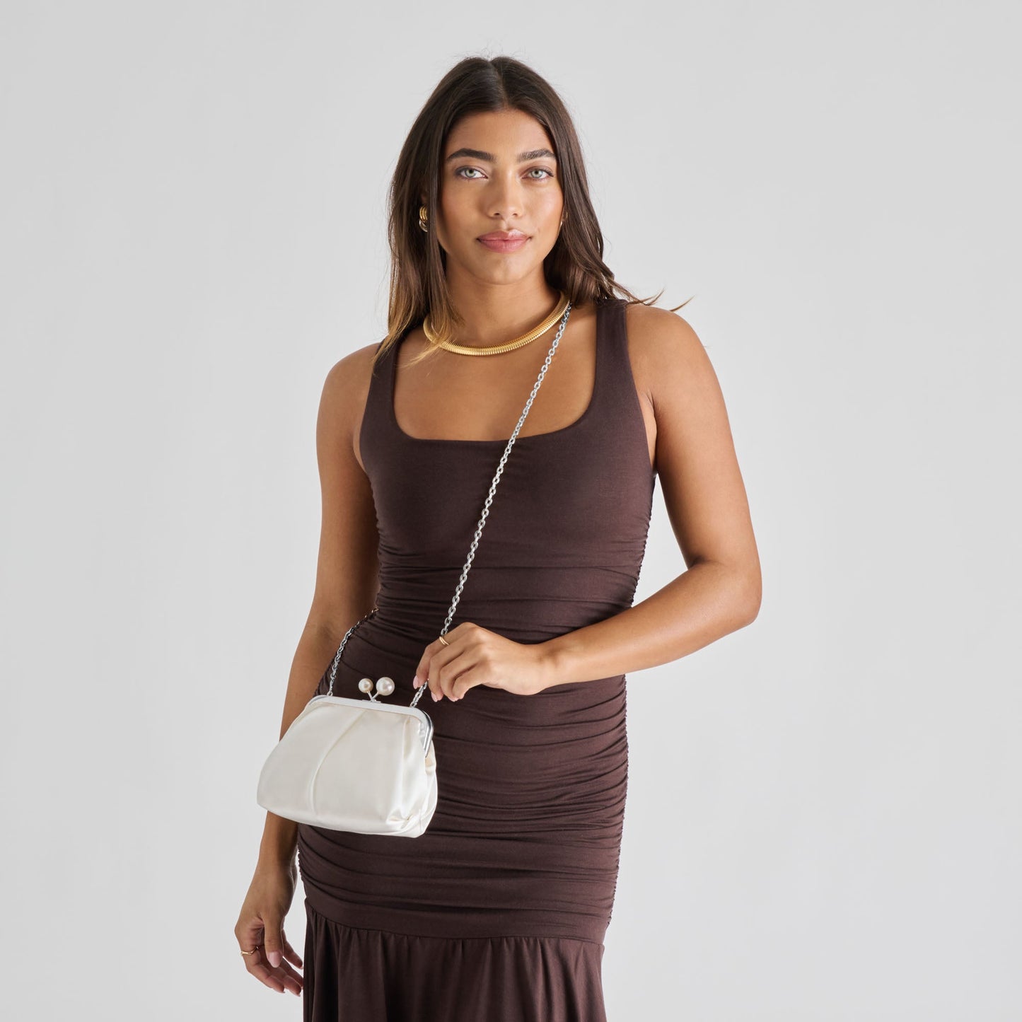 Kendall White Satin Clutch Dolce Vita For sale