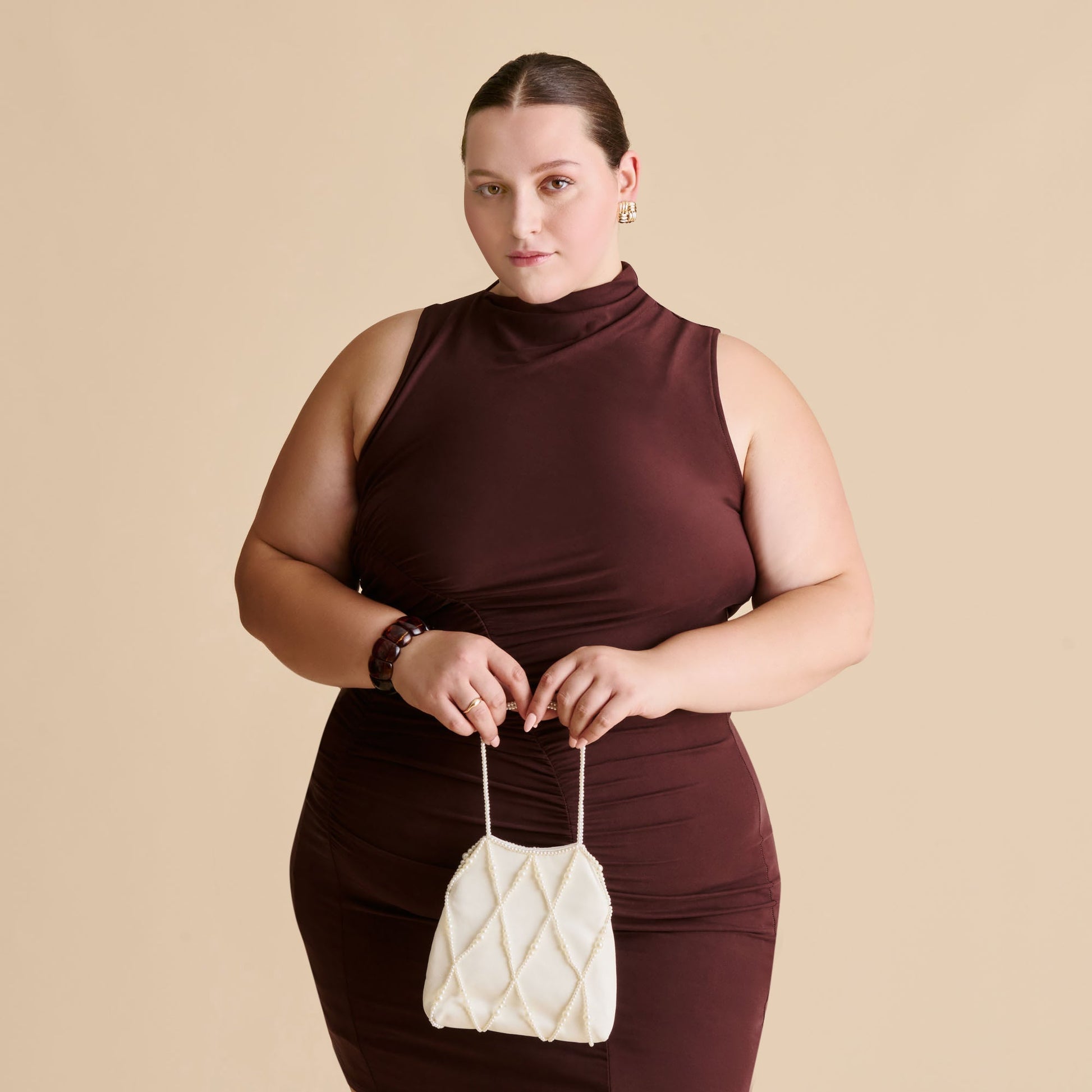 Serilda Ivory Satin Handbag Dolce Vita us