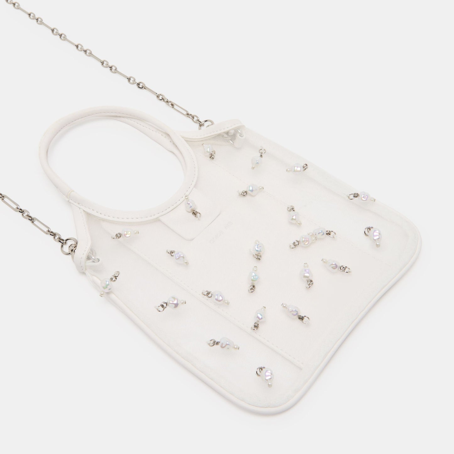 SYLVENE PEARL White Mesh Removable Crossbody Handbag Dolce Vita Online