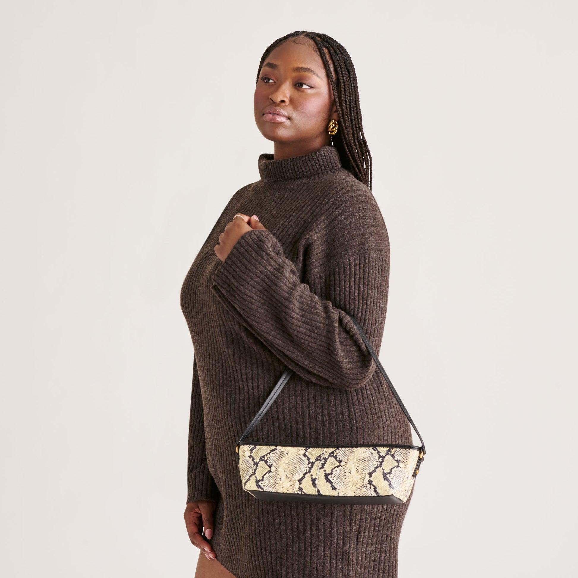 Savaii Black White Snake Stella Shoulder Bag Dolce Vita Discount