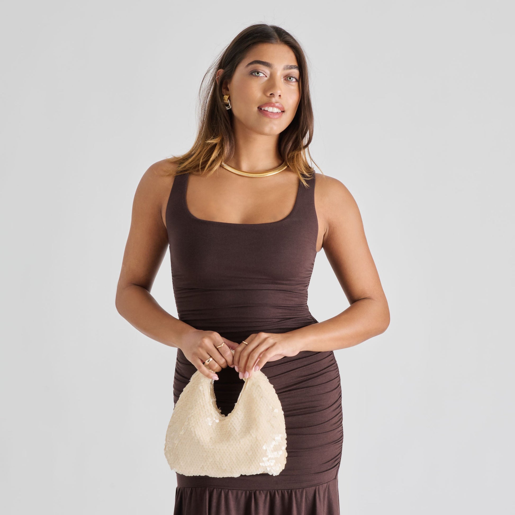 Dahlia Sequin Ivory Sequin Handbag Dolce Vita New