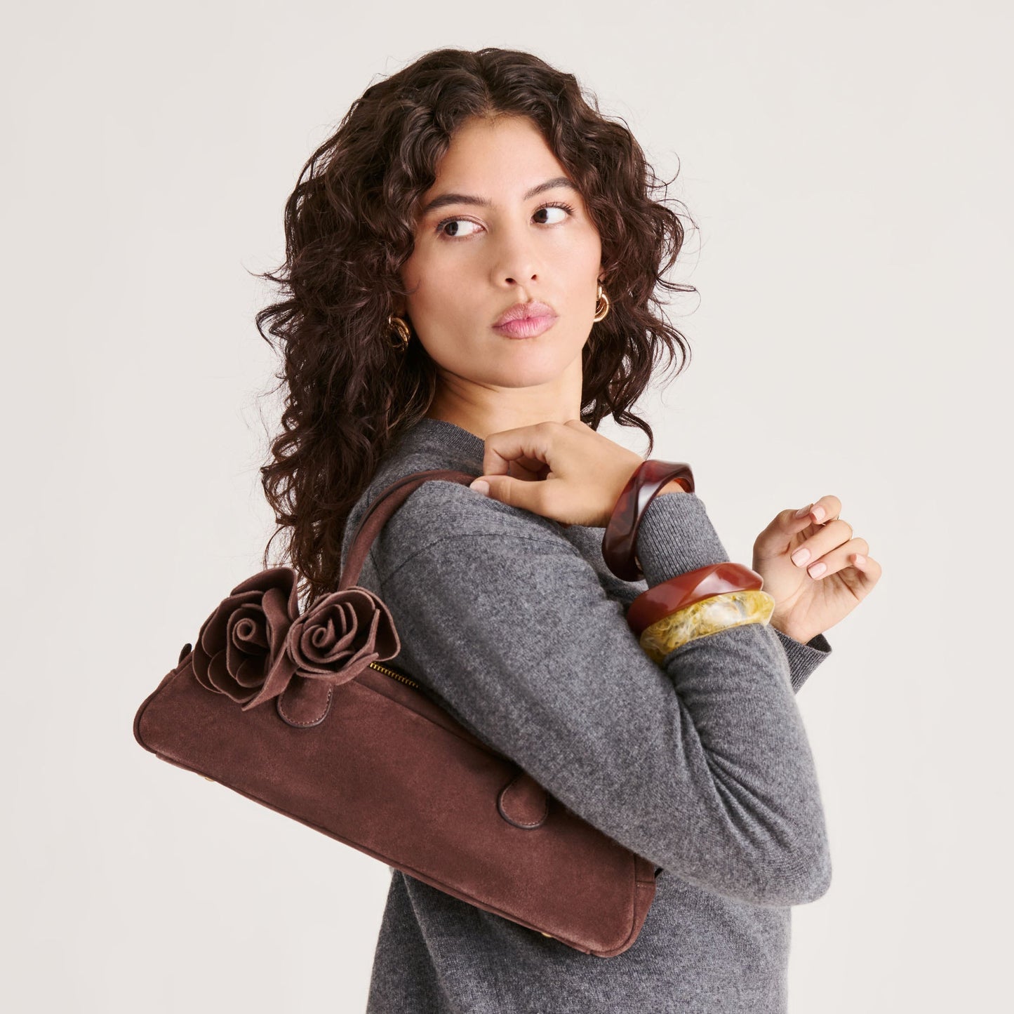 Boracay Chocolate Suede Shoulder Bag Dolce Vita us