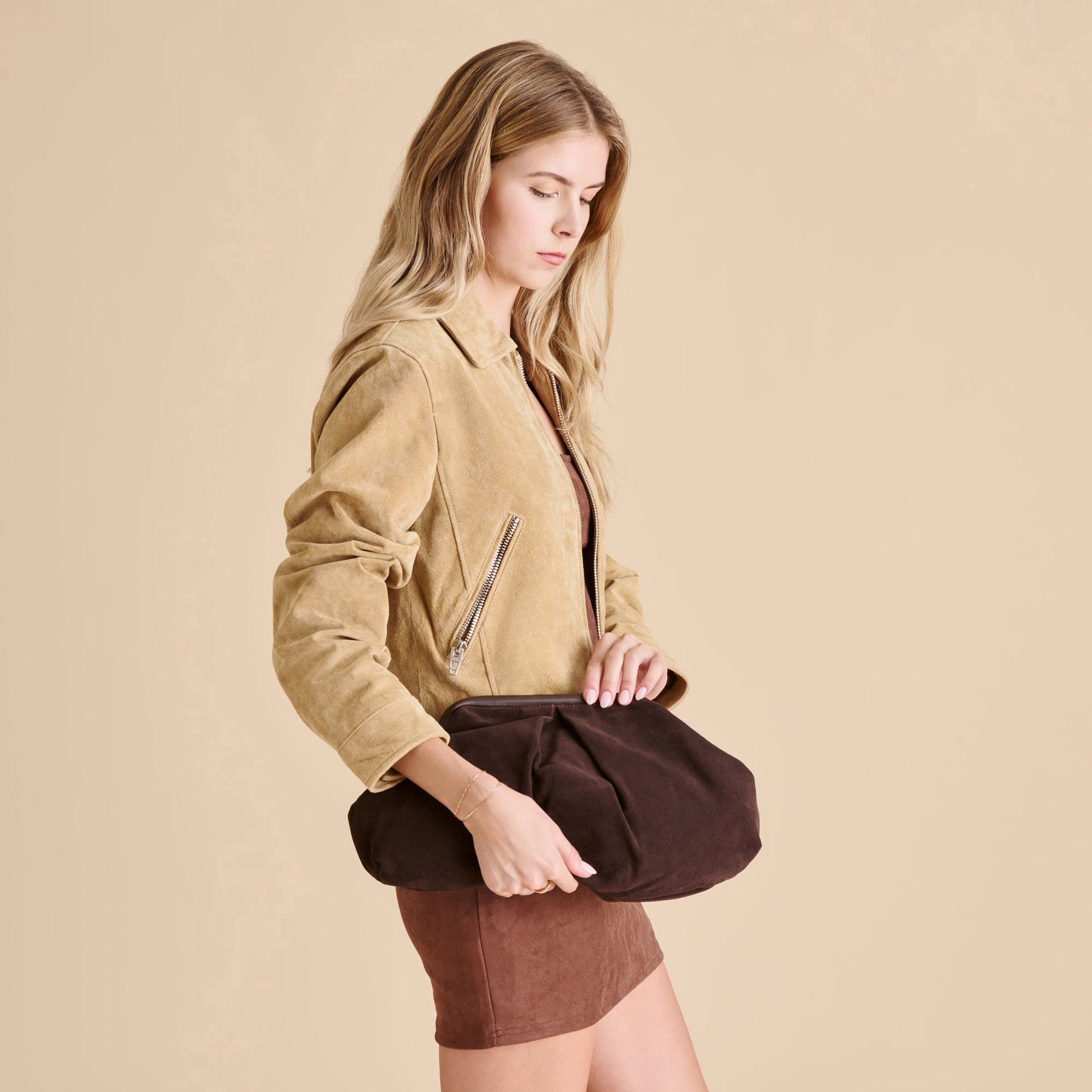 Sahara Espresso Suede Clutch Dolce Vita Sale