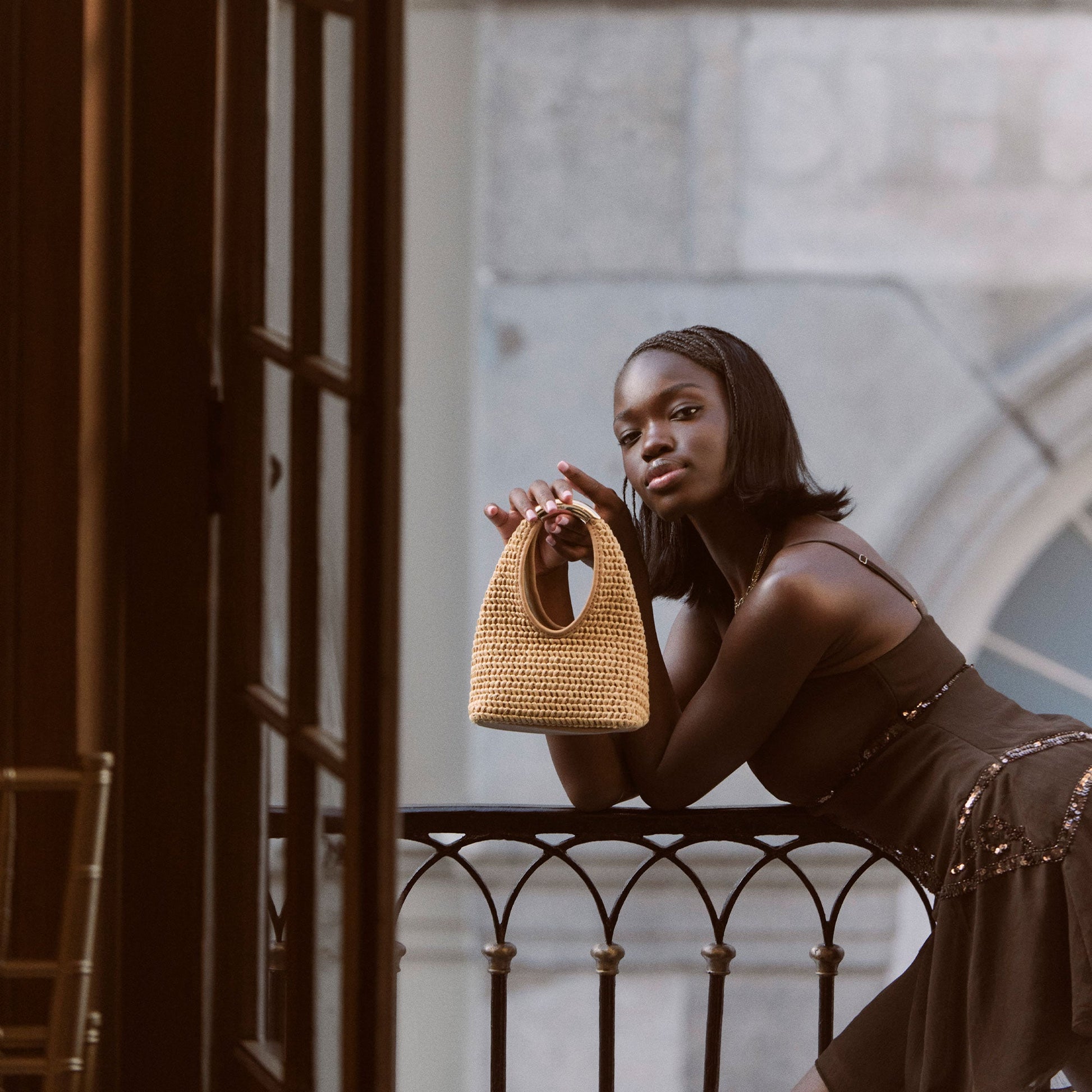 EVELISE Natural Raffia Mini Handbag Dolce Vita Discount