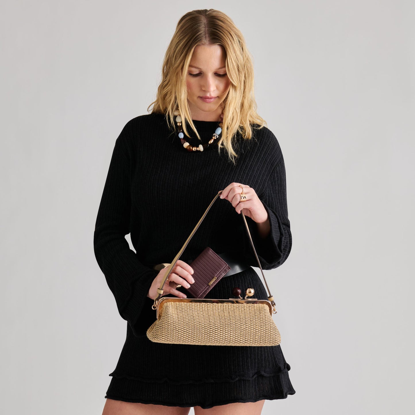 Ambriaa Natural Raffia Shoulder Bag Dolce Vita For sale
