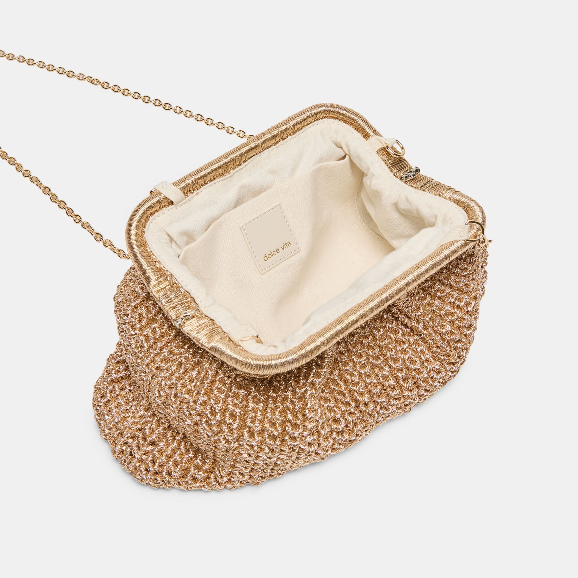 Ione Gold Crochet Clutch Dolce Vita us