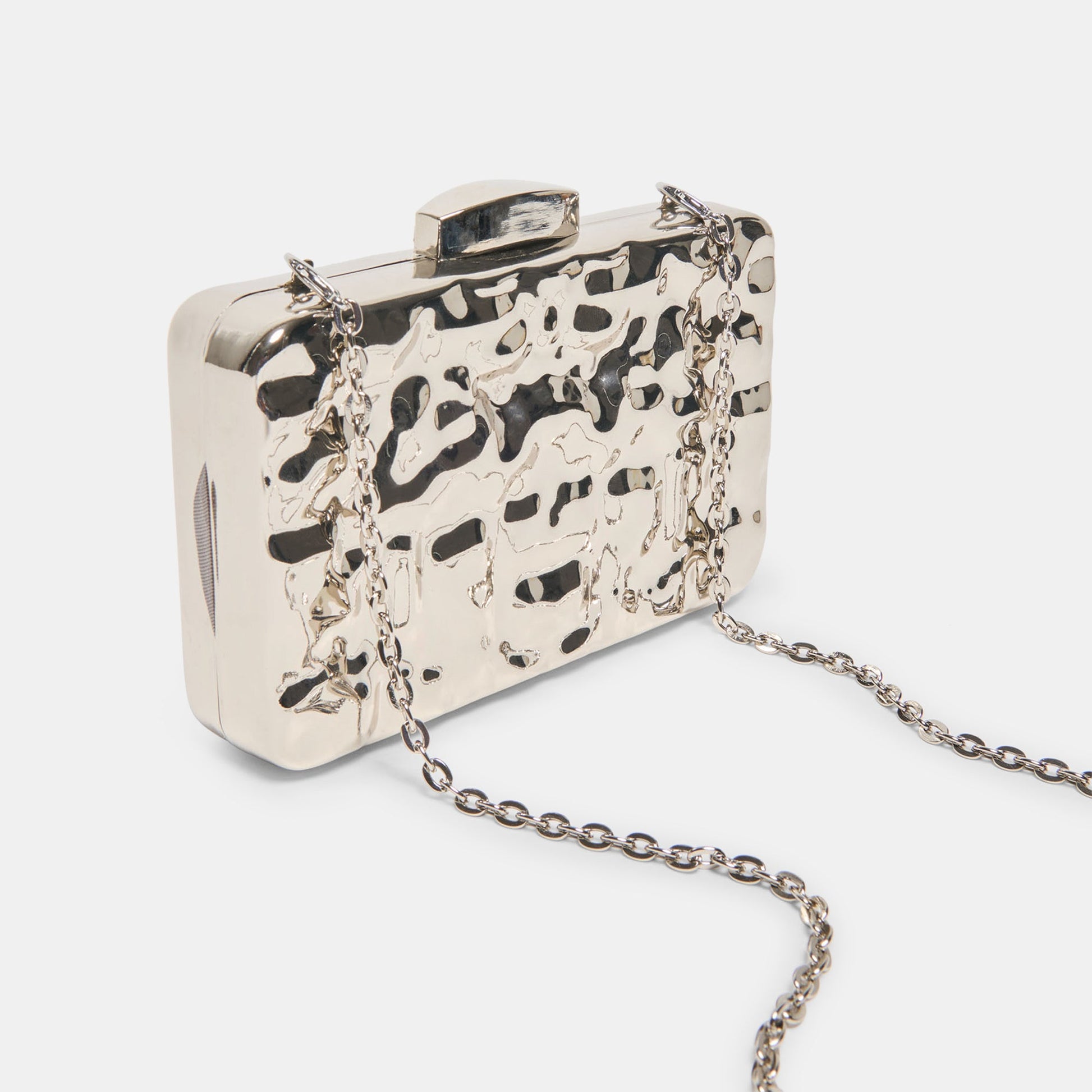 Delia Silver Metal Clutch Dolce Vita For sale
