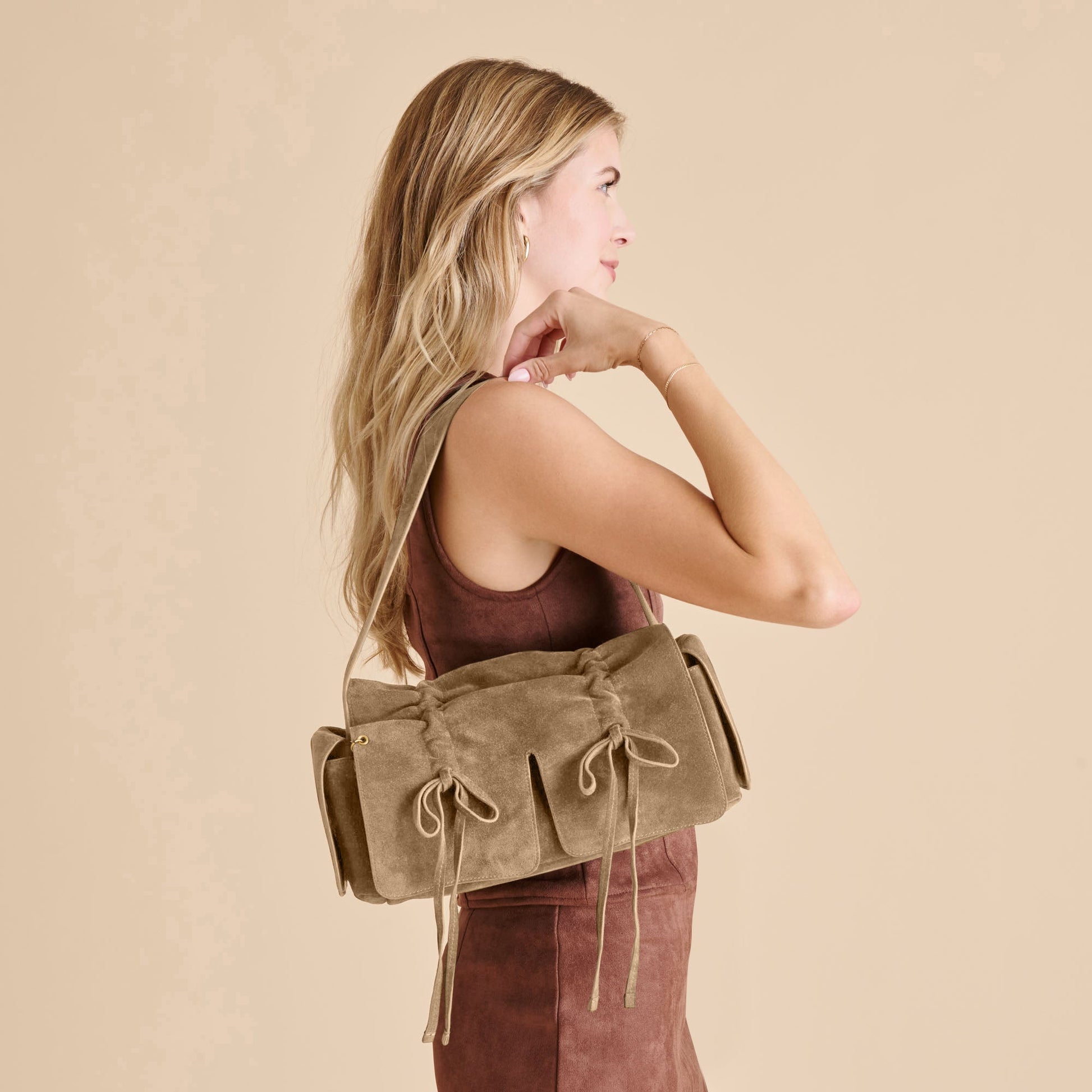 Hudson Olive Suede Shoulder Bag Dolce Vita Discount