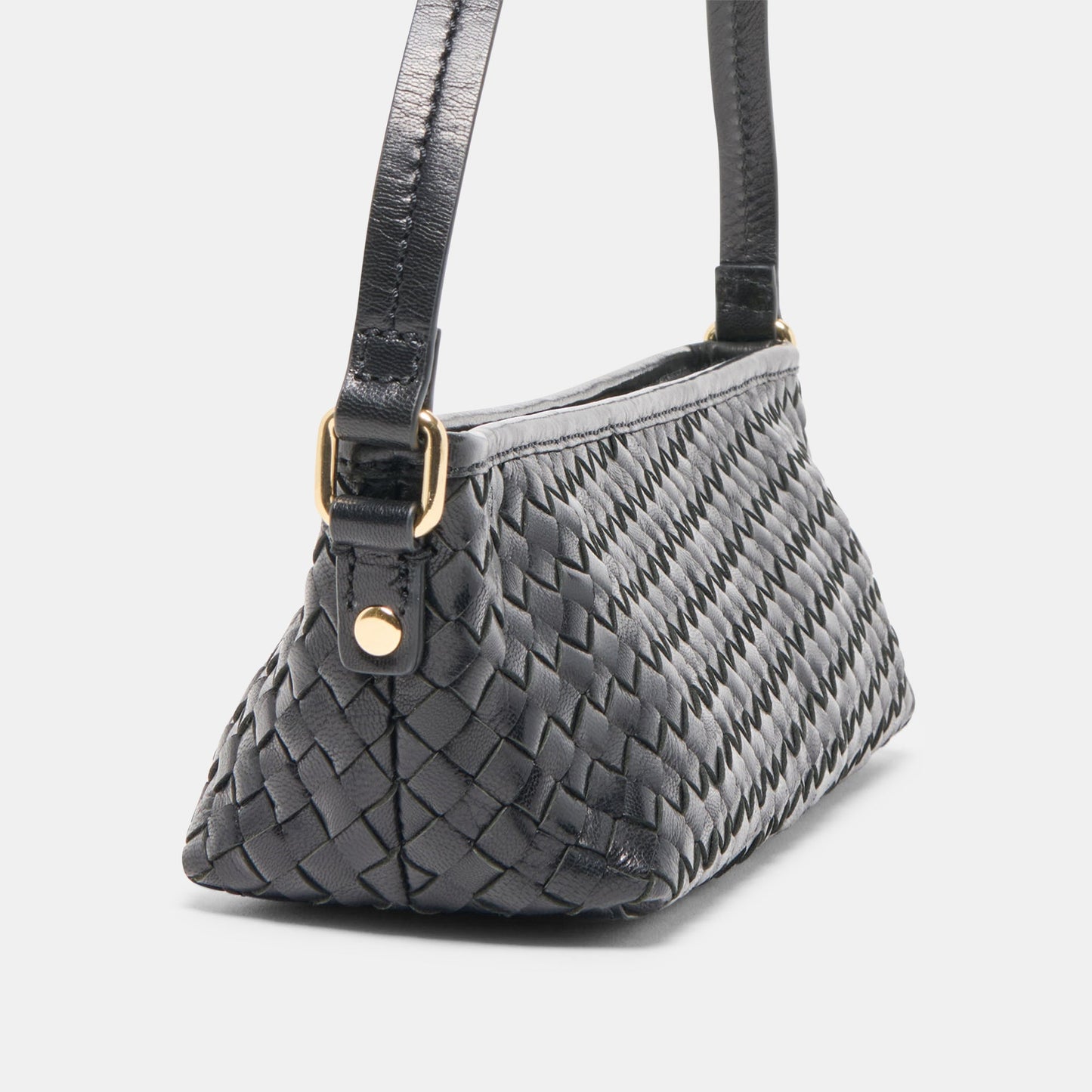 Savaii Black Woven Leather Shoulder Bag Dolce Vita Online