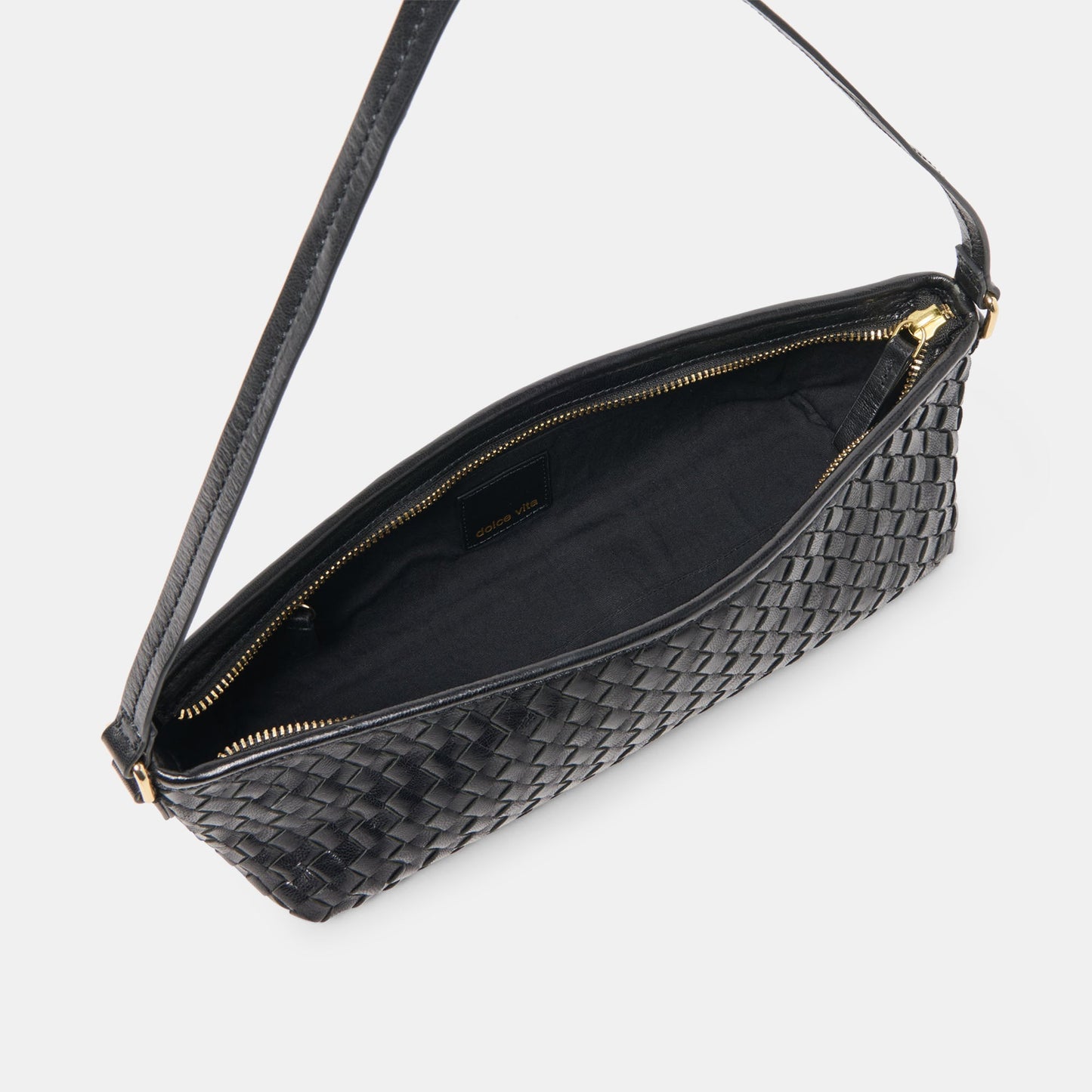Savaii Black Woven Leather Shoulder Bag Dolce Vita Online