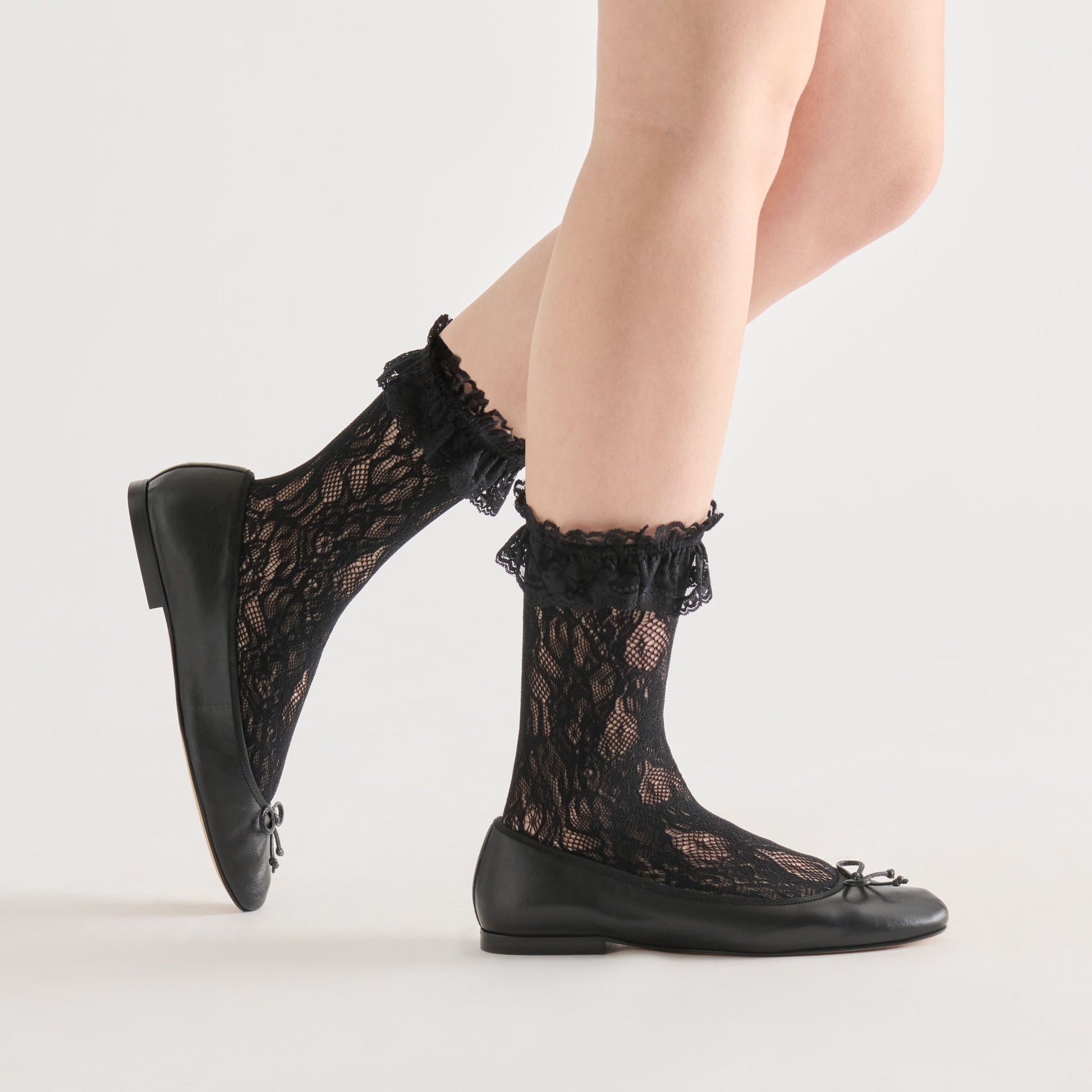 Lace Ruffle Black Crew Socks Dolce Vita us