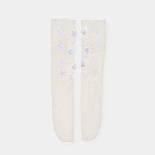 Floral Chiffon White Slouch Socks Dolce Vita On sale