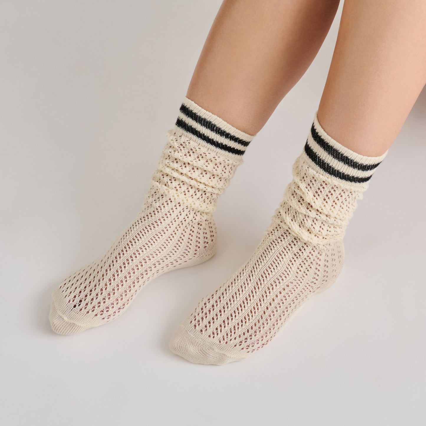 Pointelle Striped Black White Knee High Sock Dolce Vita For sale