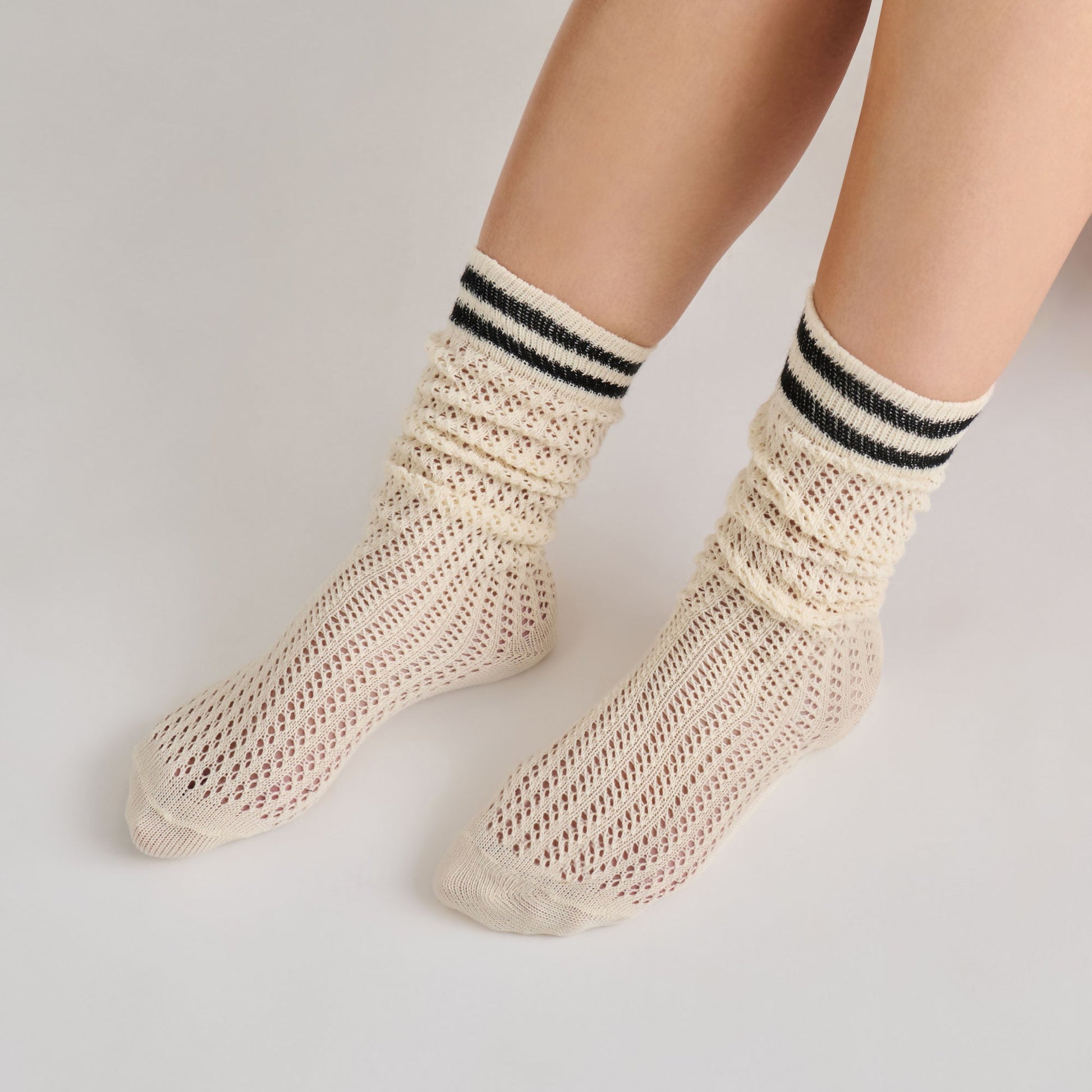 Pointelle Striped Black White Knee High Sock Dolce Vita For sale