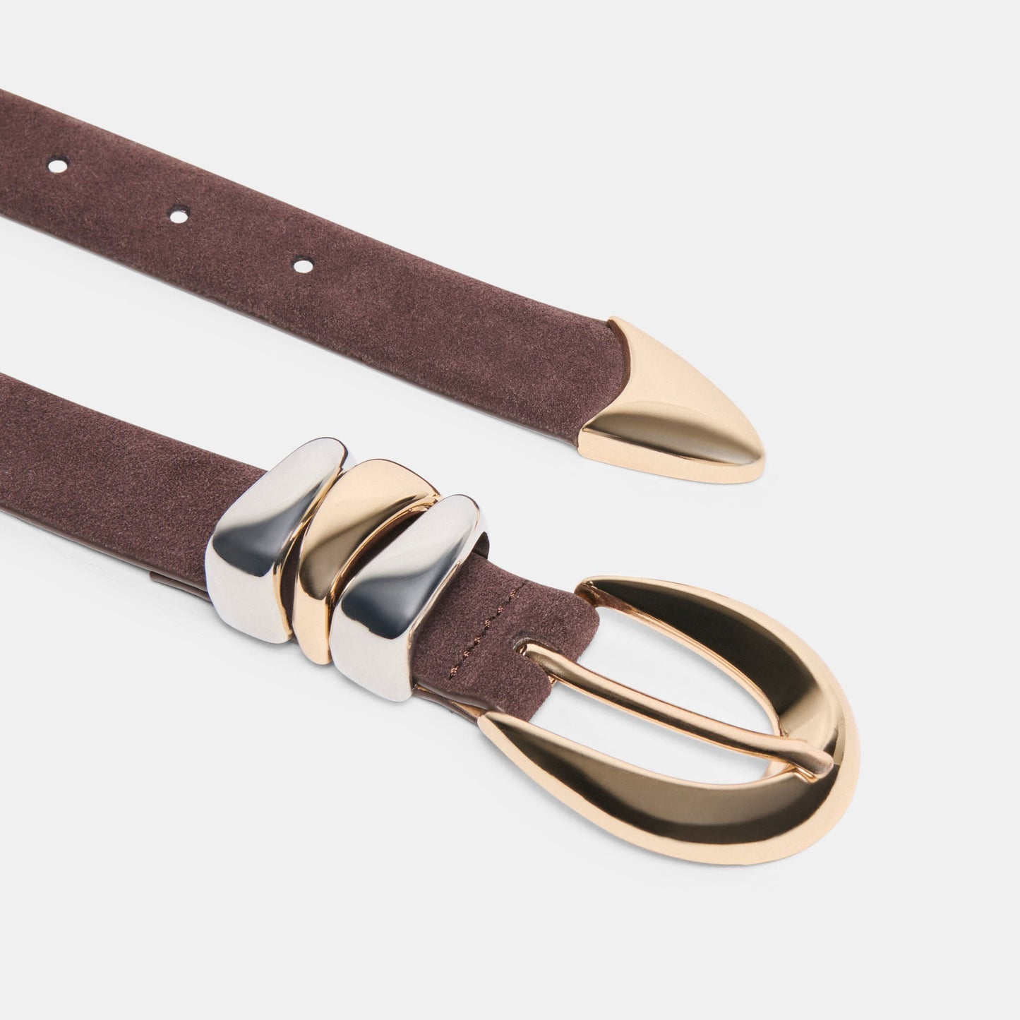 Mixed Metal Mahogany Buckle Belt Dolce Vita New