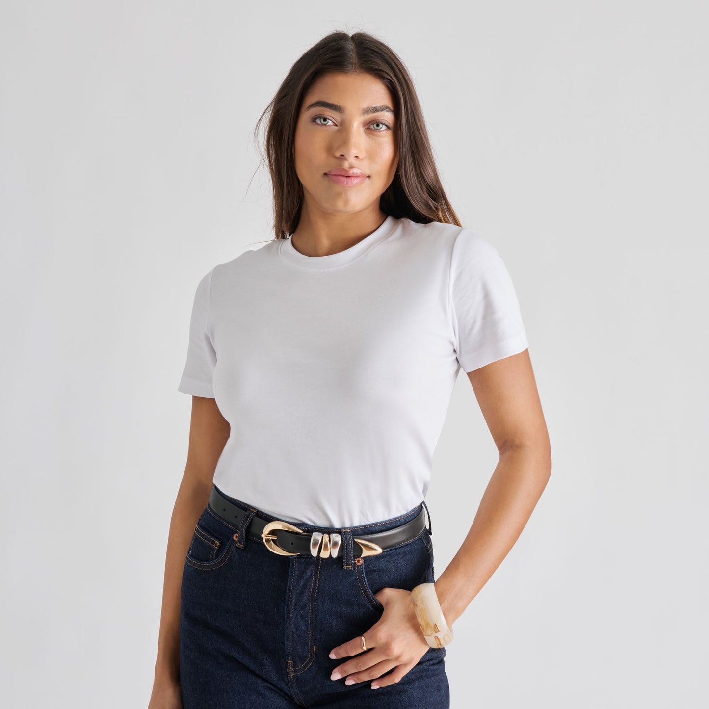 Mixed Metal Black Buckle Belt Dolce Vita On sale
