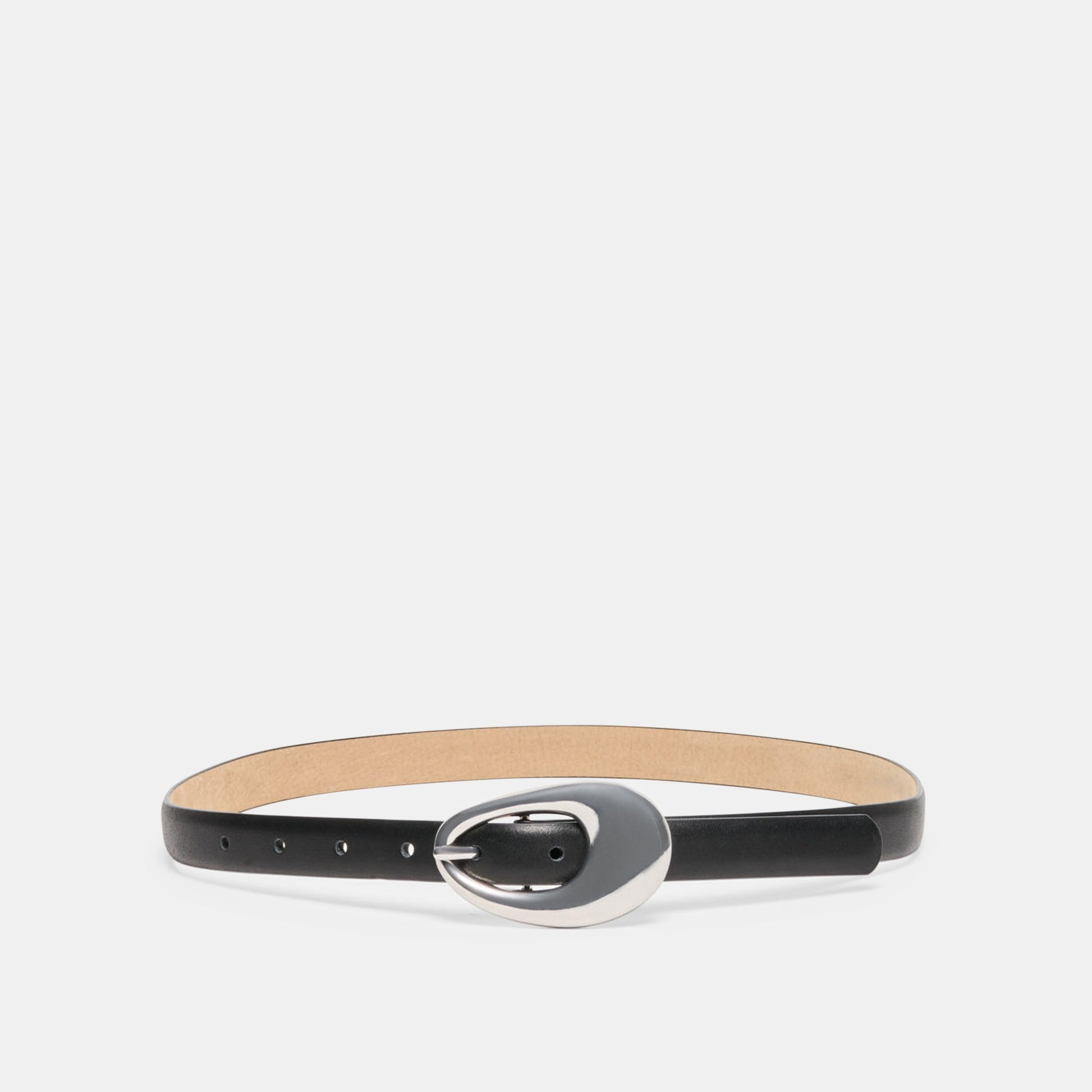 Organic Oval Black Silver Buckle Belt Dolce Vita For sale