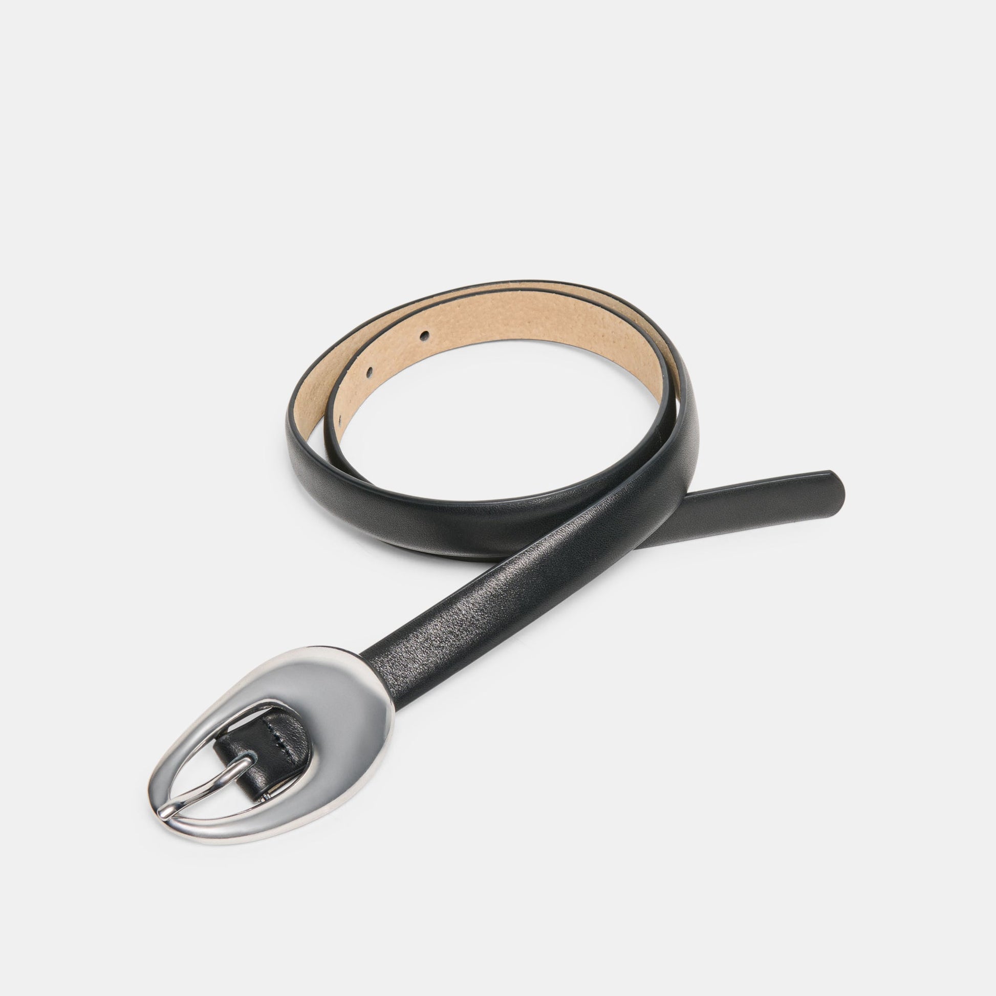 Organic Oval Black Silver Buckle Belt Dolce Vita For sale