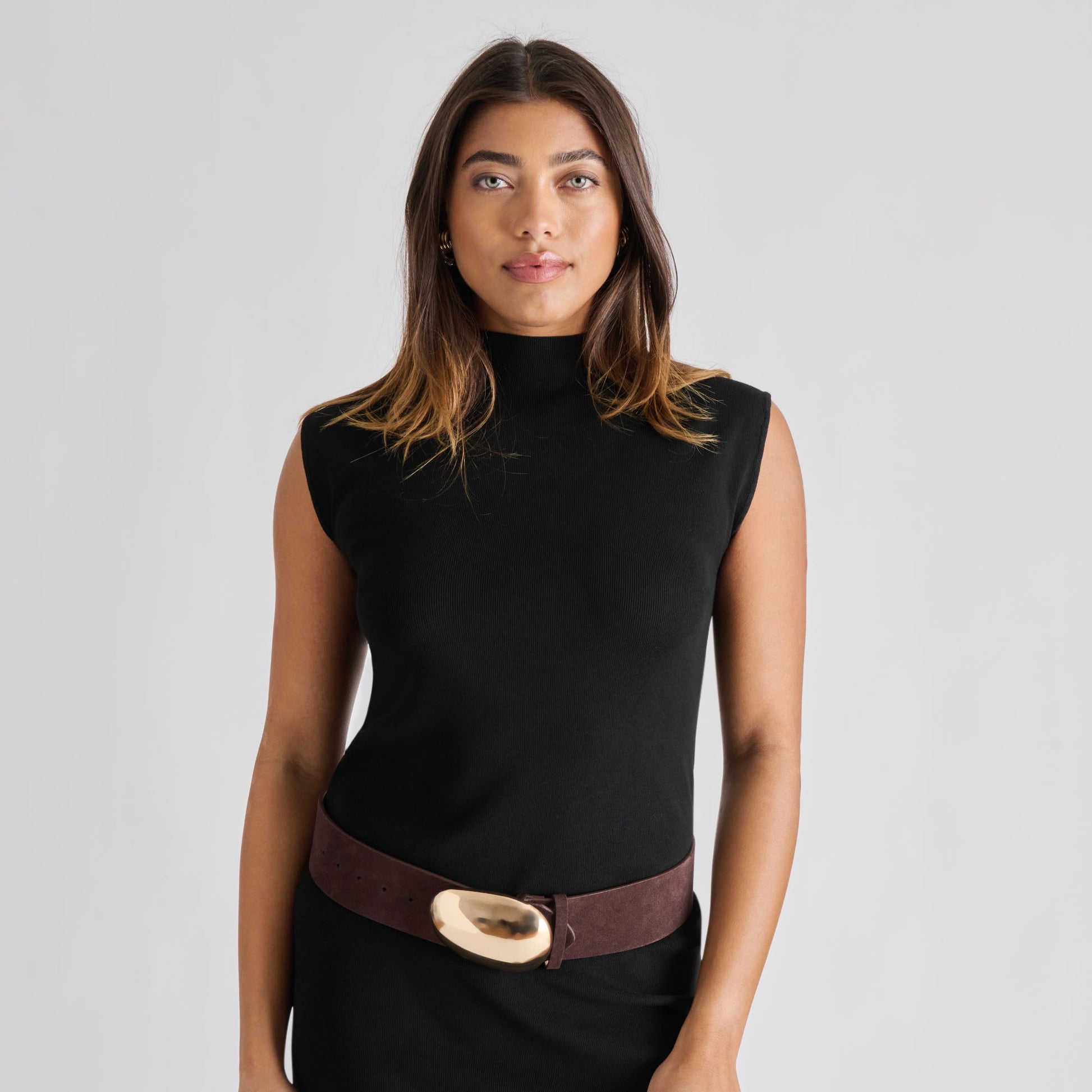 Bubble Mahogany Gold Buckle Belt Dolce Vita us