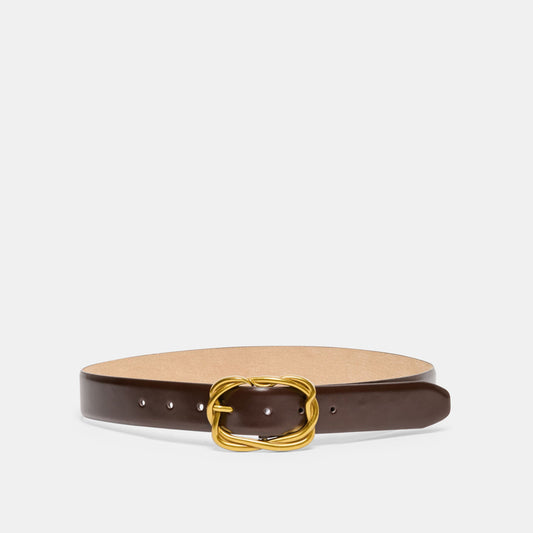 Braided Mahogany Gold Buckle Belt Dolce Vita For sale