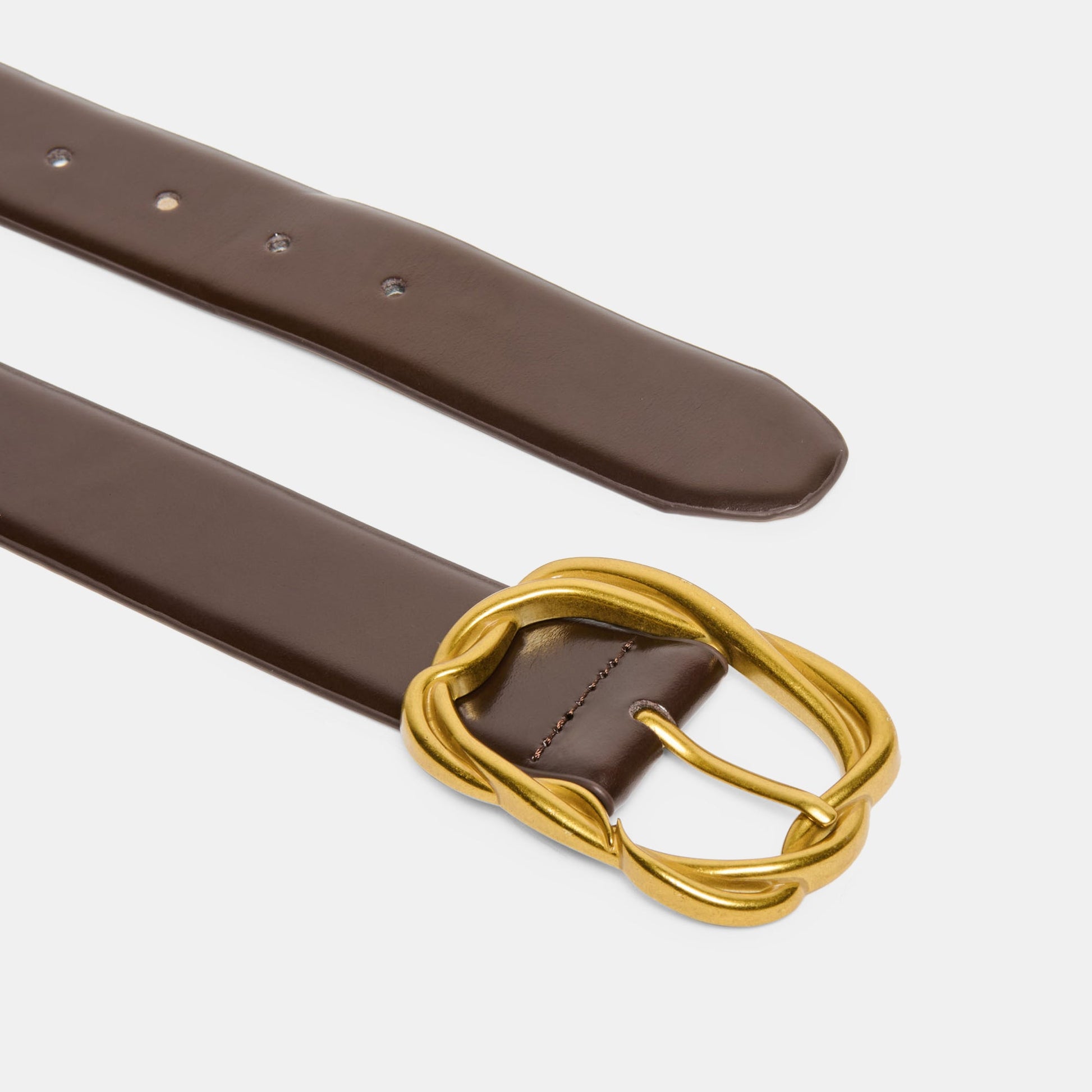Braided Mahogany Gold Buckle Belt Dolce Vita For sale
