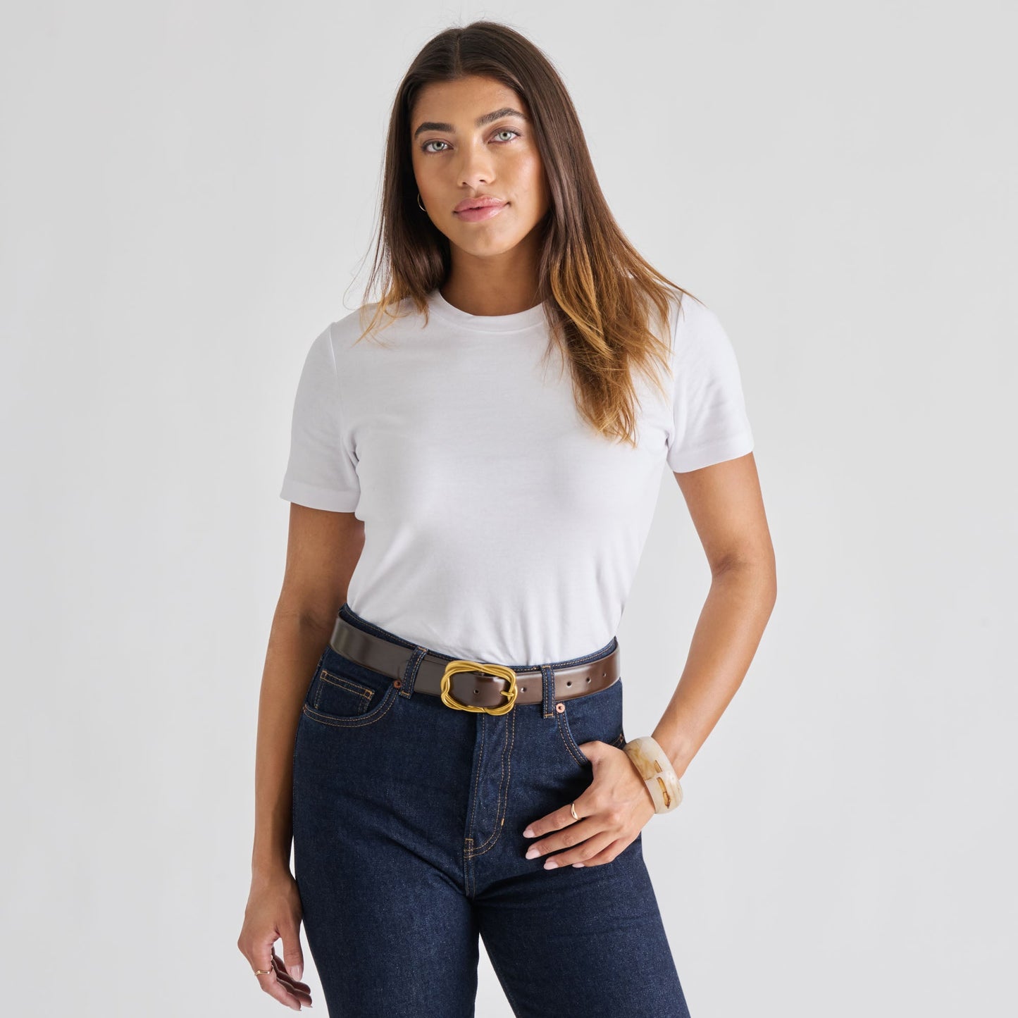 Braided Mahogany Gold Buckle Belt Dolce Vita For sale