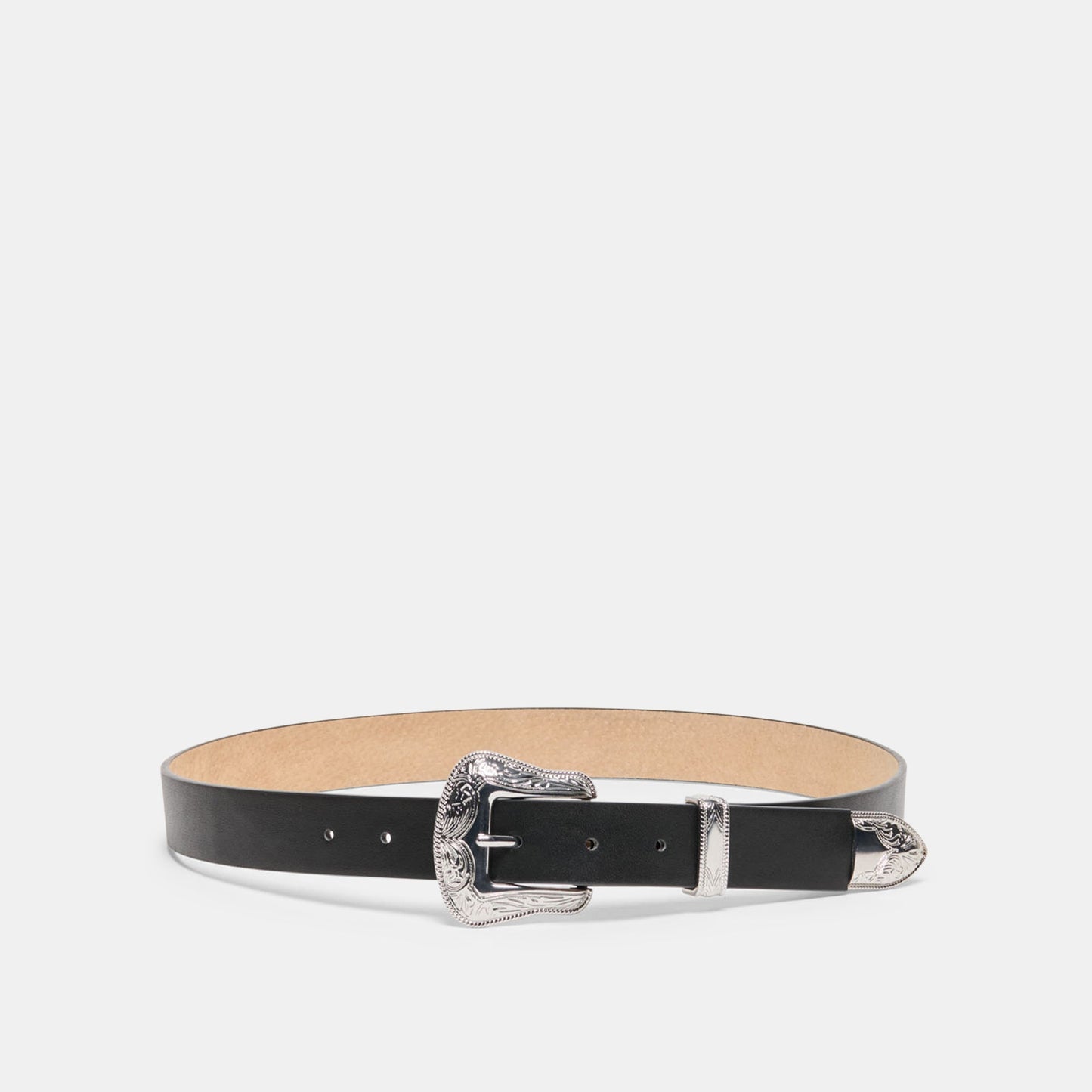 Vintage Western Black Silver Buckle Belt Dolce Vita us