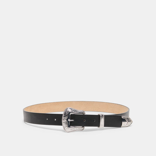 Vintage Western Black Silver Buckle Belt Dolce Vita us