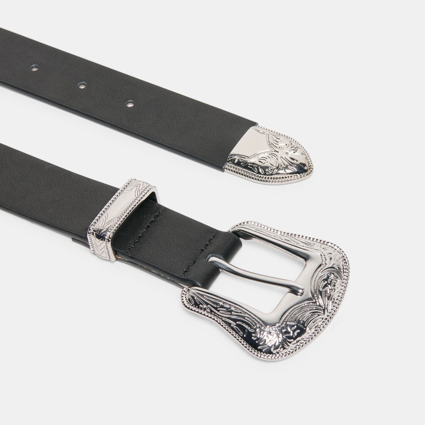 Vintage Western Black Silver Buckle Belt Dolce Vita us