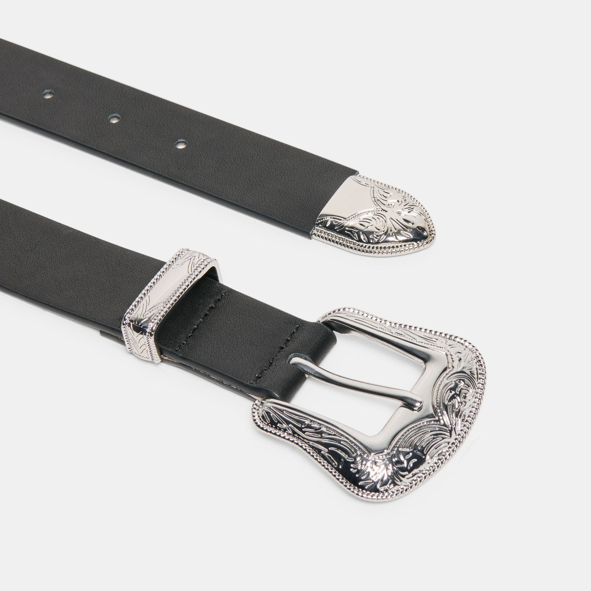 Vintage Western Black Silver Buckle Belt Dolce Vita us