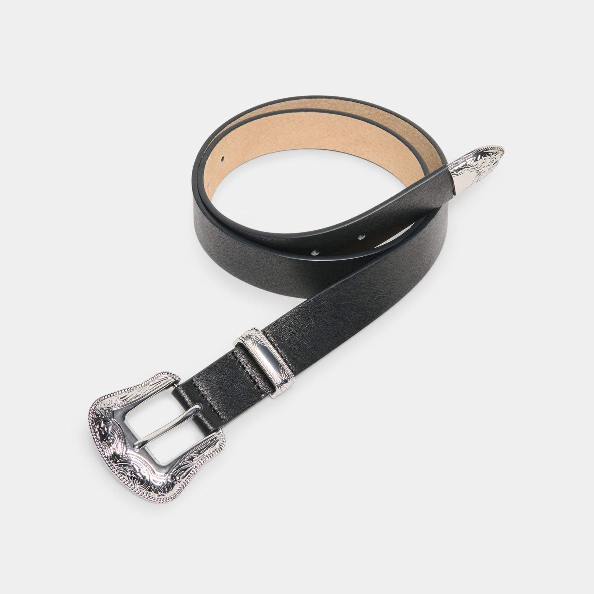 Vintage Western Black Silver Buckle Belt Dolce Vita us