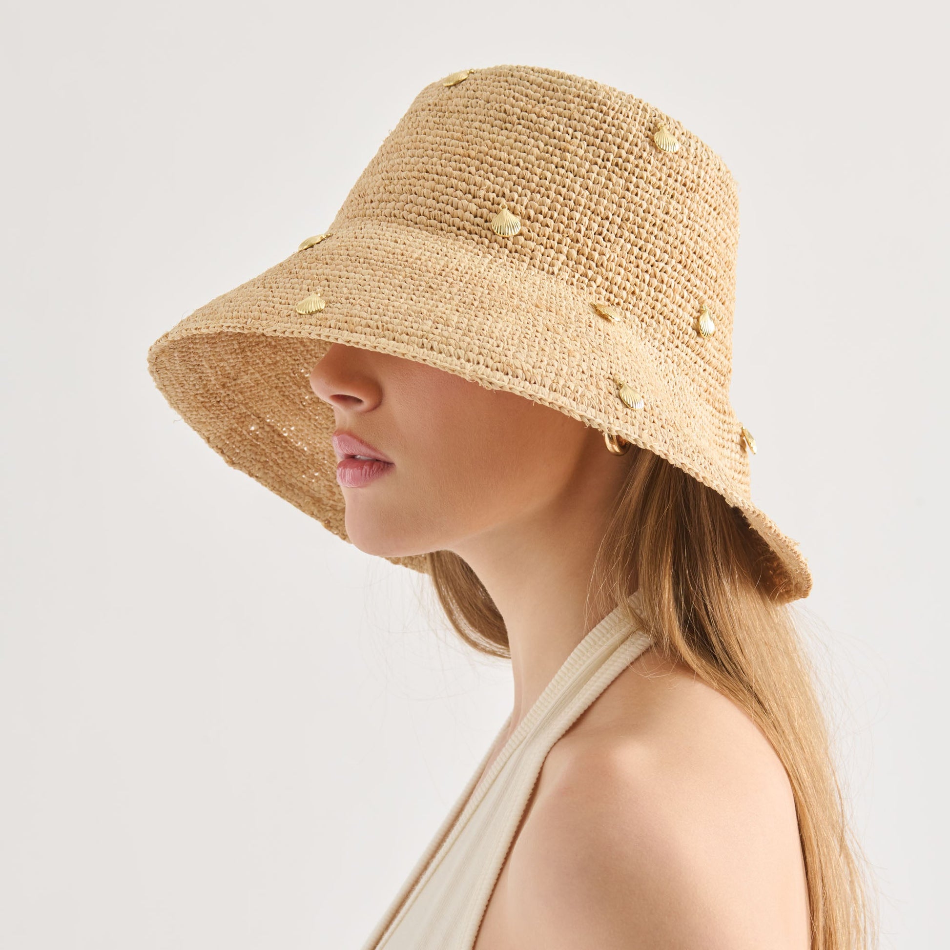 Straw Natural Cloche with Charms Dolce Vita Online
