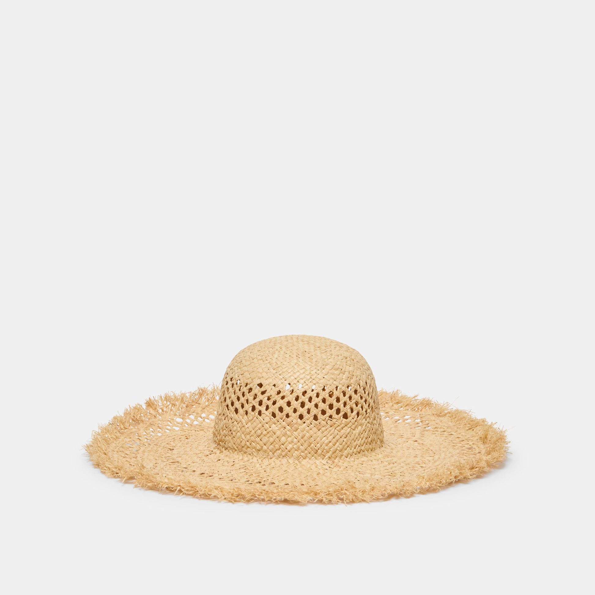 Open Weave Tan Sunhat with Frayed Edge Dolce Vita Sale
