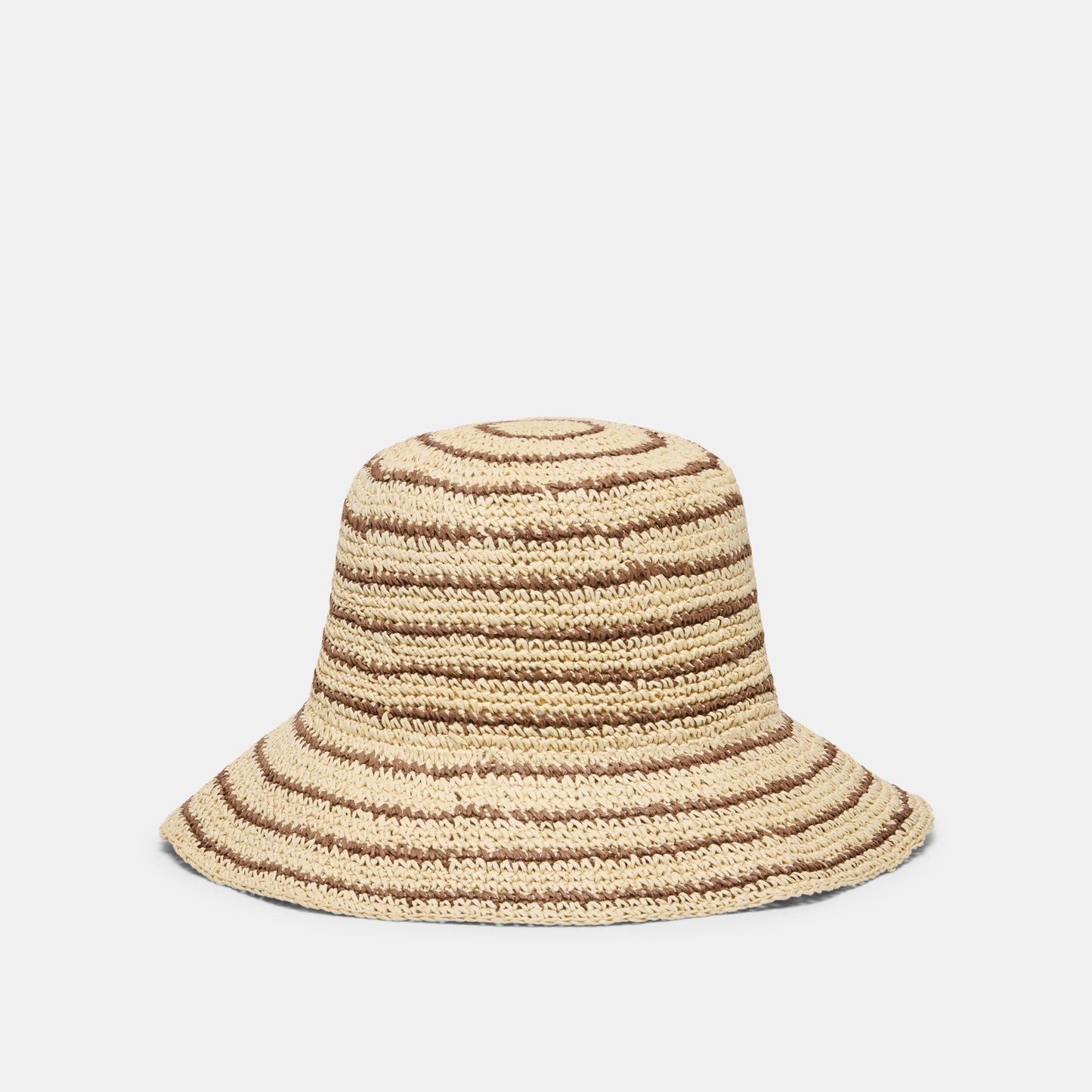 Striped Brown Natural Straw Cloche Dolce Vita Outlet