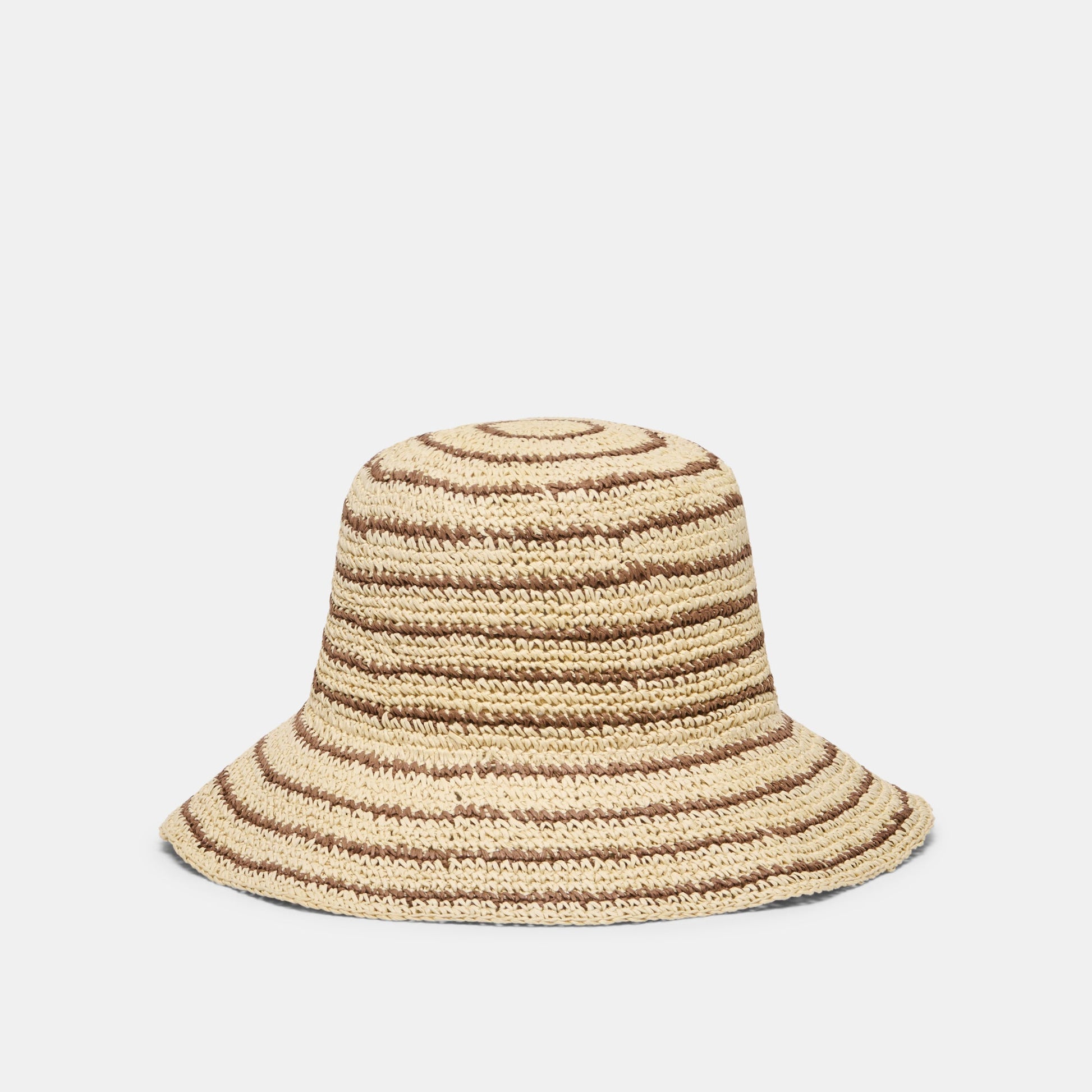 Striped Brown Natural Straw Cloche Dolce Vita Outlet
