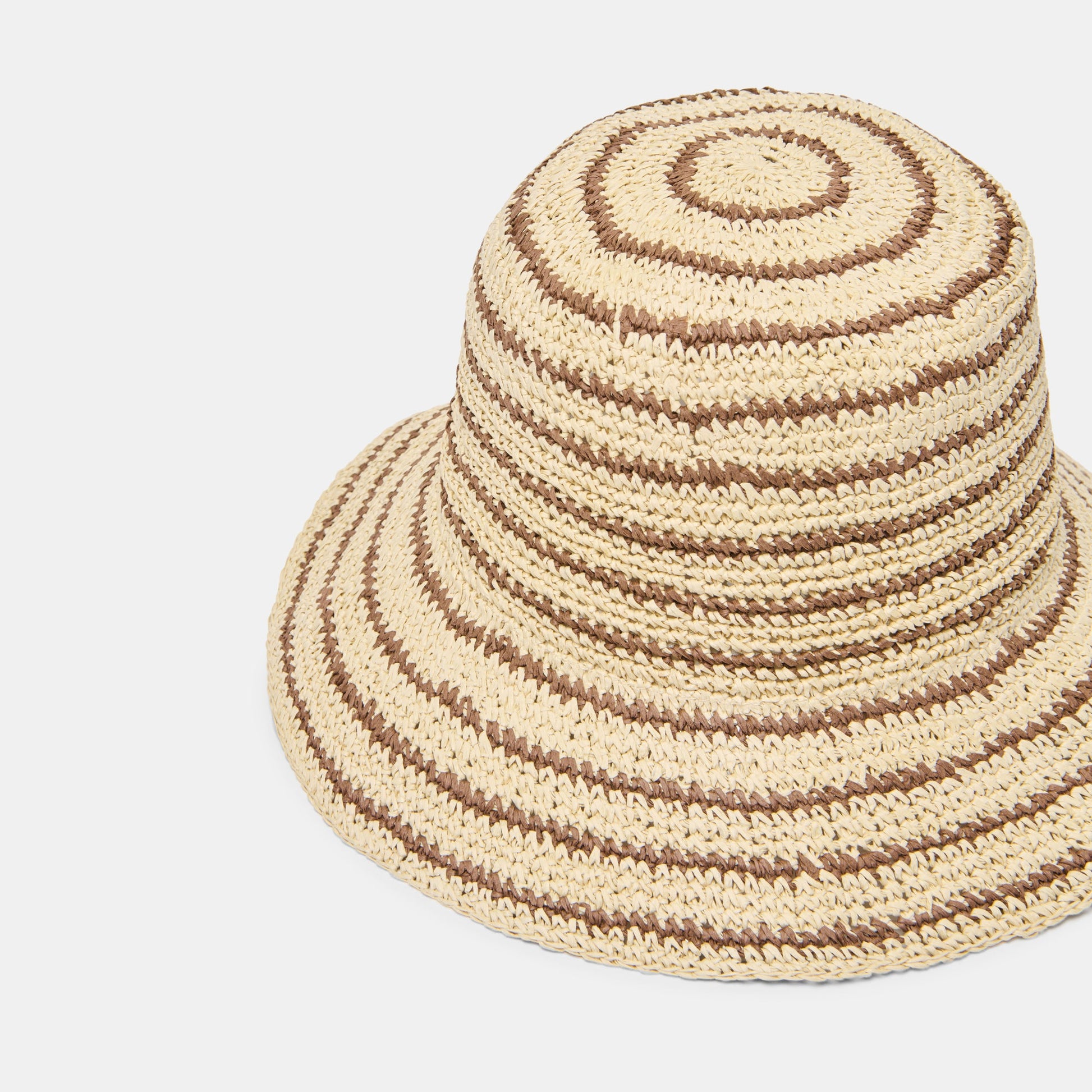 Striped Brown Natural Straw Cloche Dolce Vita Outlet
