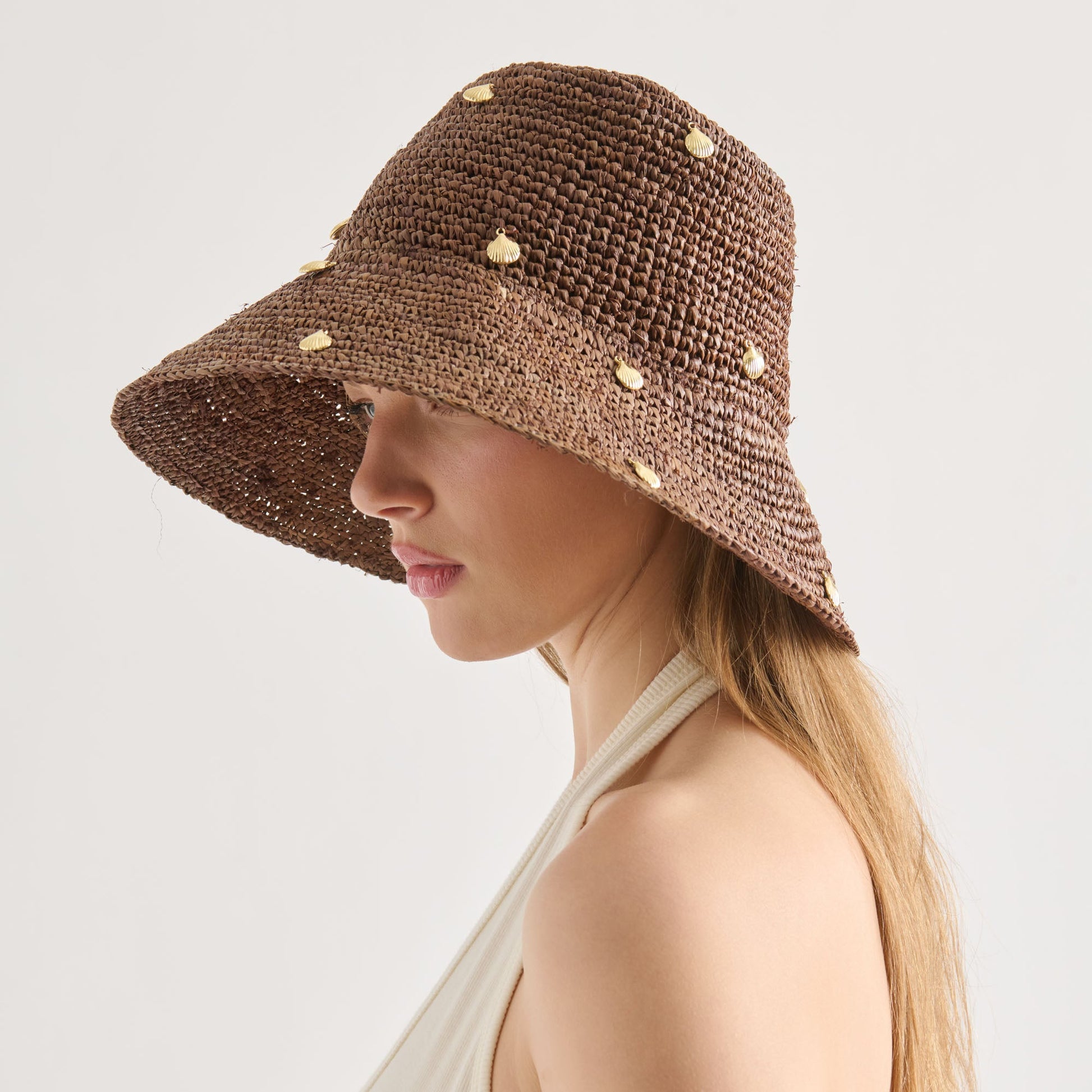 STRAW CLOCHE WITH CHARMS BROWN
 – Dolce Vita Dolce Vita On sale