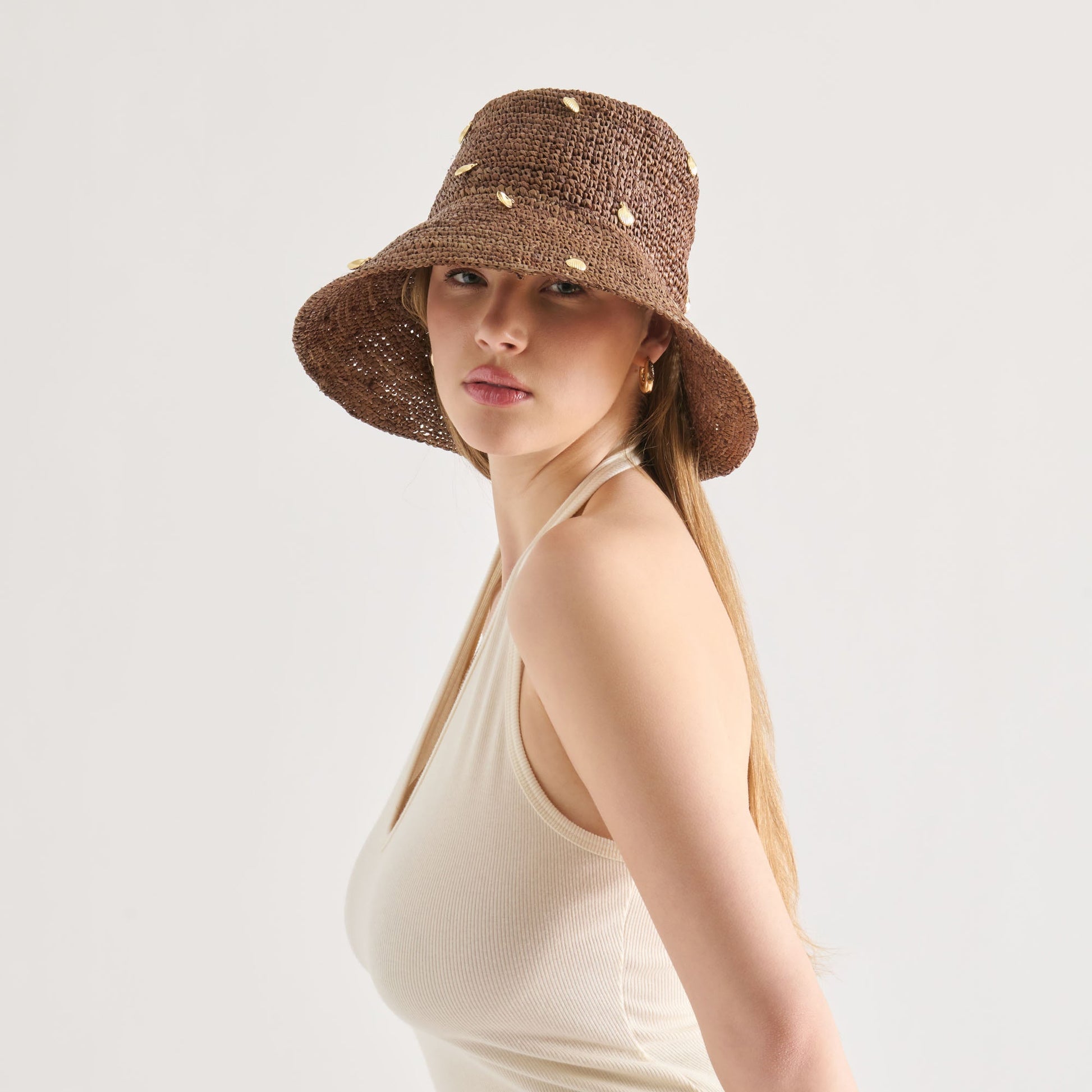 STRAW CLOCHE WITH CHARMS BROWN
 – Dolce Vita Dolce Vita On sale
