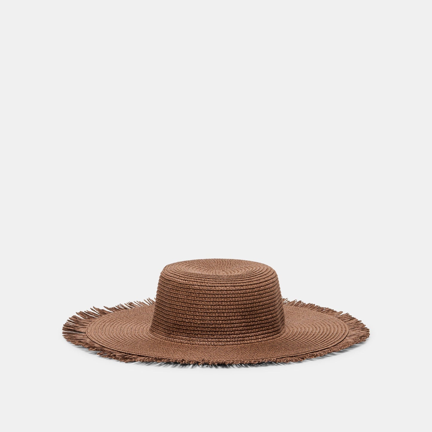 Floppy Dark Brown Sunhat with Ribbon and Frayed Edge Dolce Vita For sale