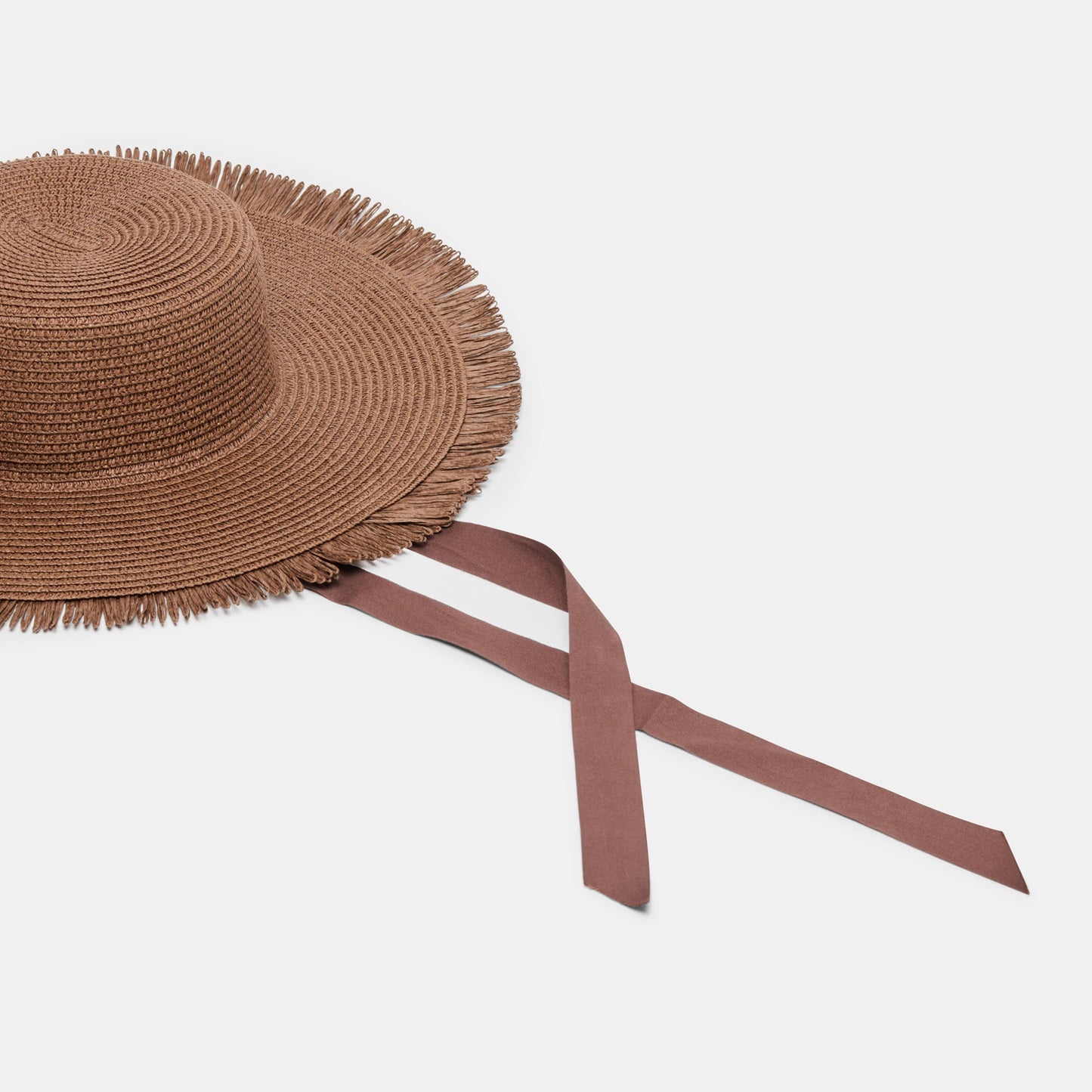 Floppy Dark Brown Sunhat with Ribbon and Frayed Edge Dolce Vita For sale